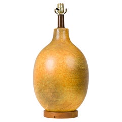 Mid-Century American Ceramic Yellow / Orange Glazed Egg Table Lamp
