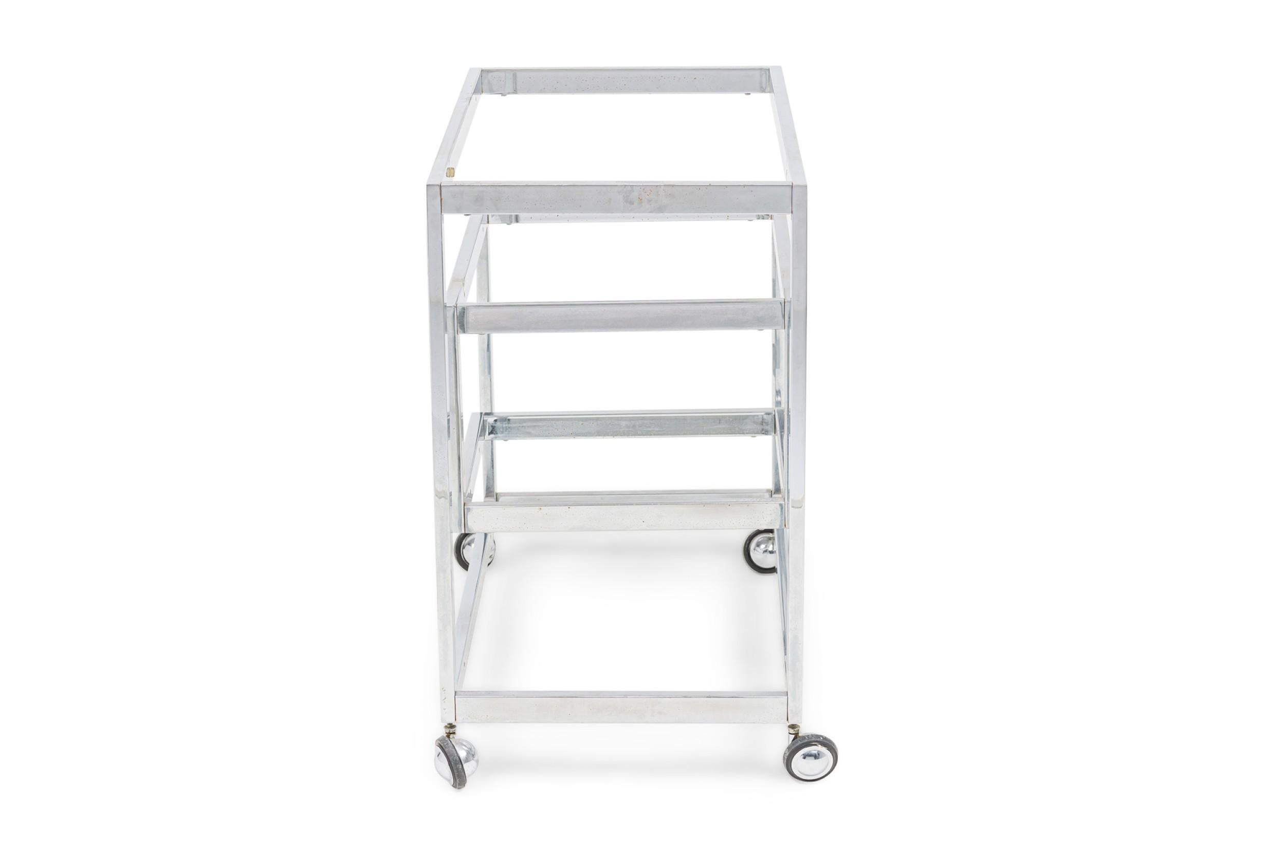Mid-Century American Chrome Rolling Greek Keyfret Bar Cart Frame, Style of Milo For Sale 3