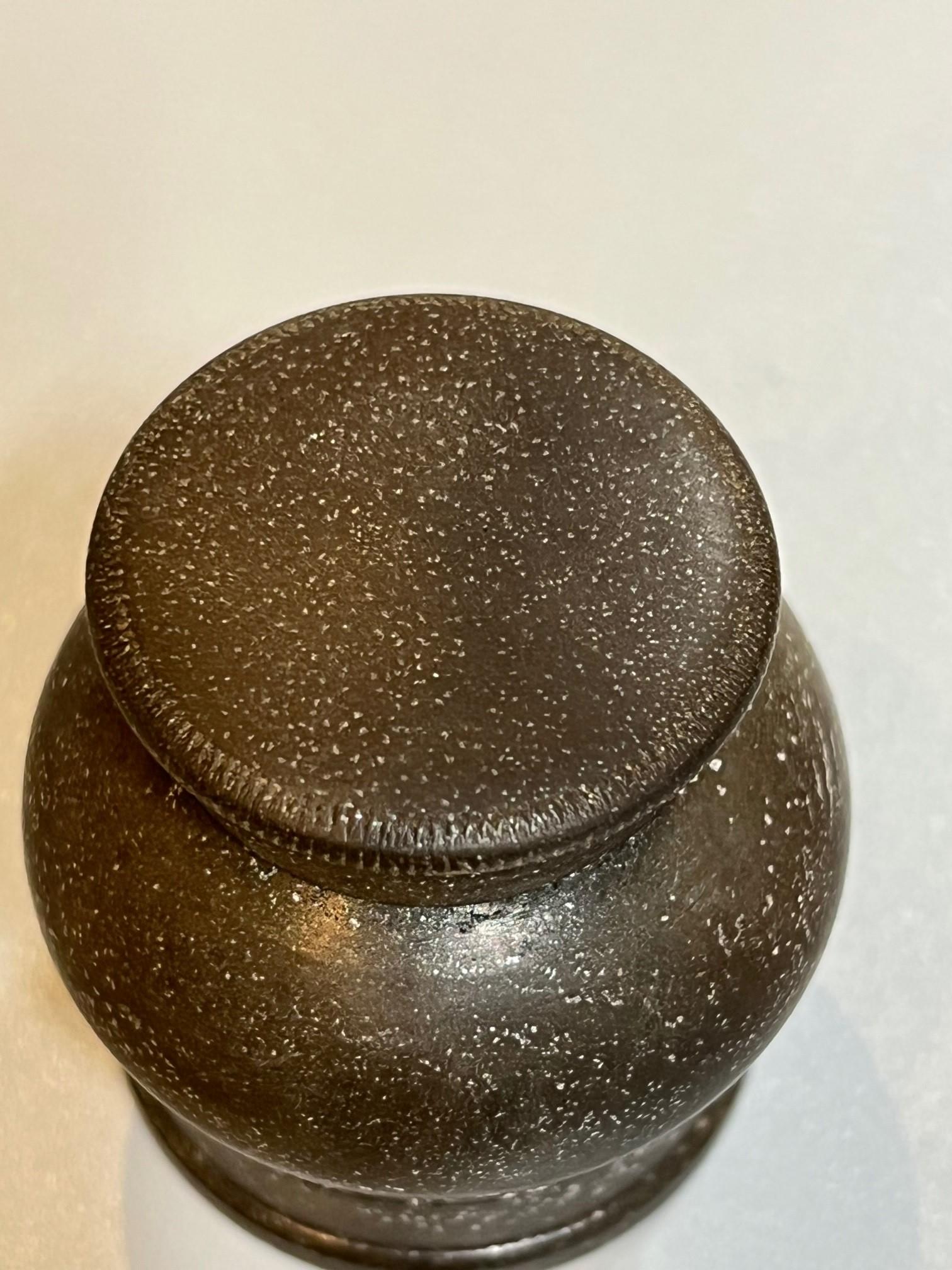 Rubber Mid-Century American Civil War Era Gutta Percha Cylindrical Inkwell For Sale