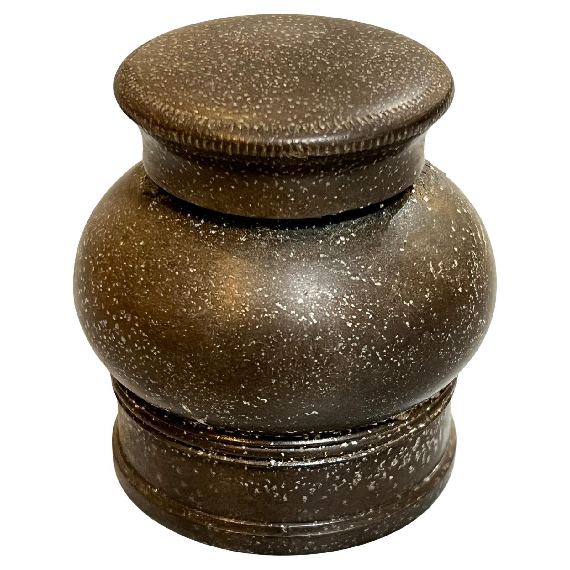 Mid-Century American Civil War Era Gutta Percha Cylindrical Inkwell