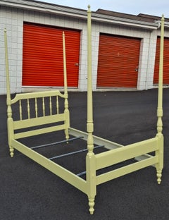 Mid-Century American Classical Yellow Painted Maple Twin Poster Bedframe