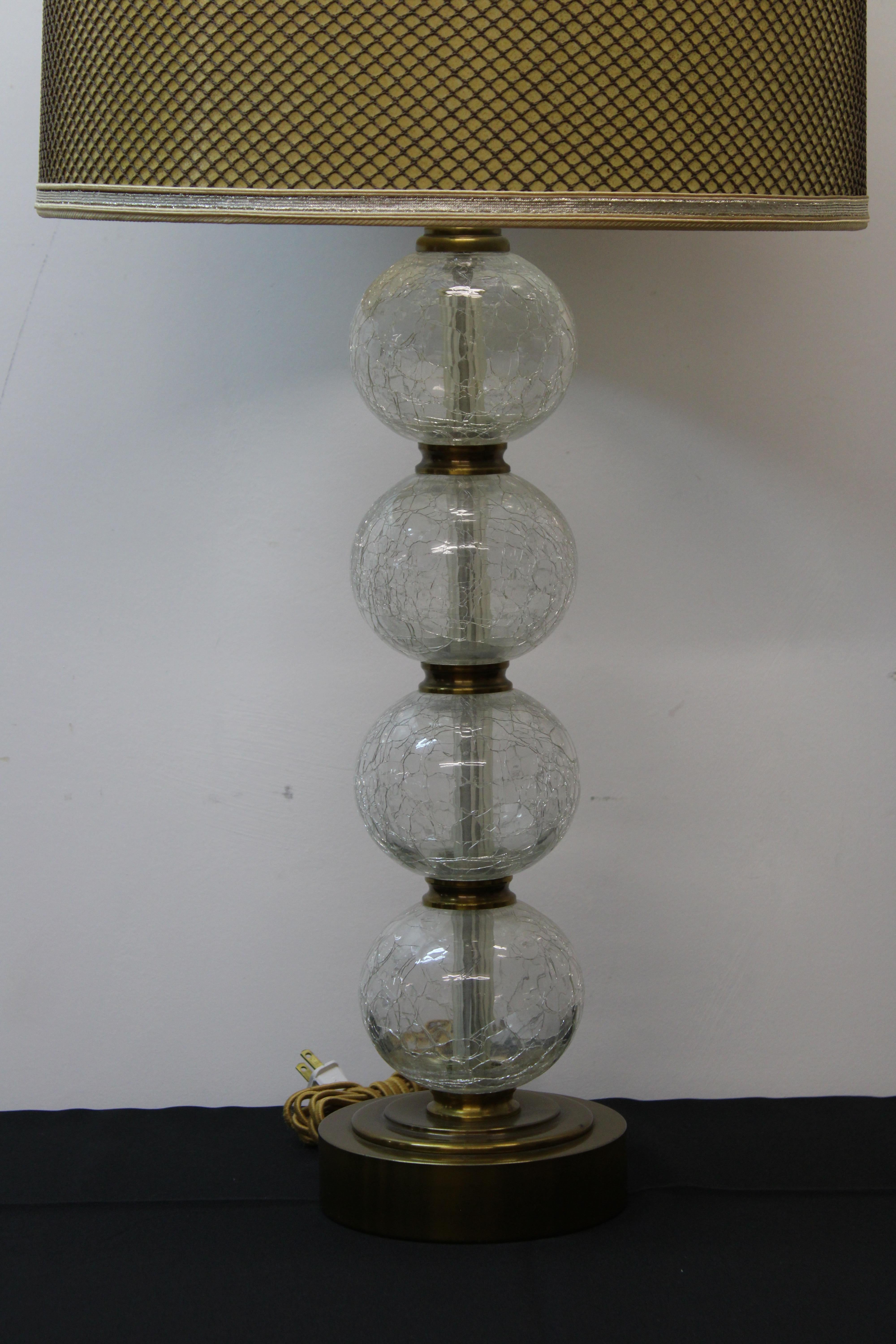 20th Century Mid Century American Crackled Glass w/ Brass Dividers by Paul Hanson For Sale