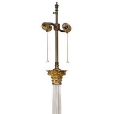 Amerikanische Barrett-Säulen-Tischlampe aus Kristall