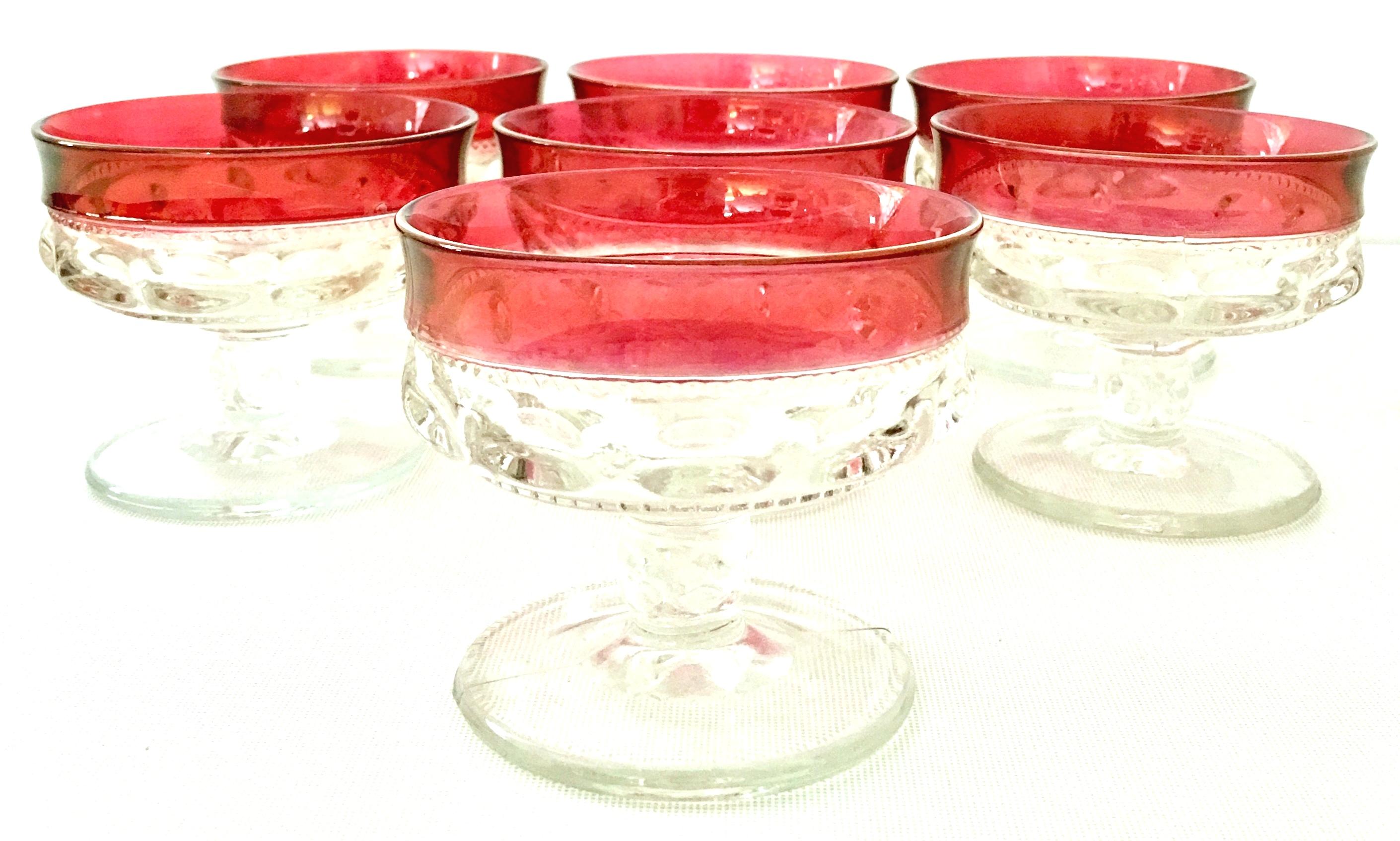 Mid-Century American cut glass ruby and transparent 