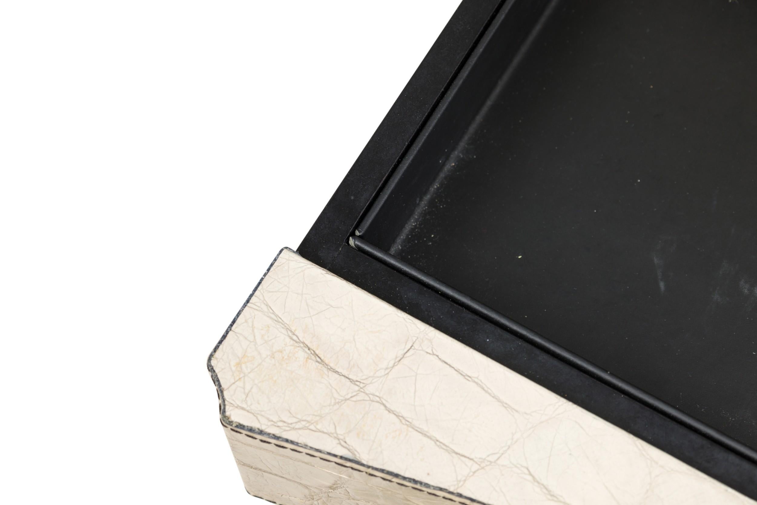 Mid-Century American Embossed Beige Faux Reptile Leather Desk For Sale 9