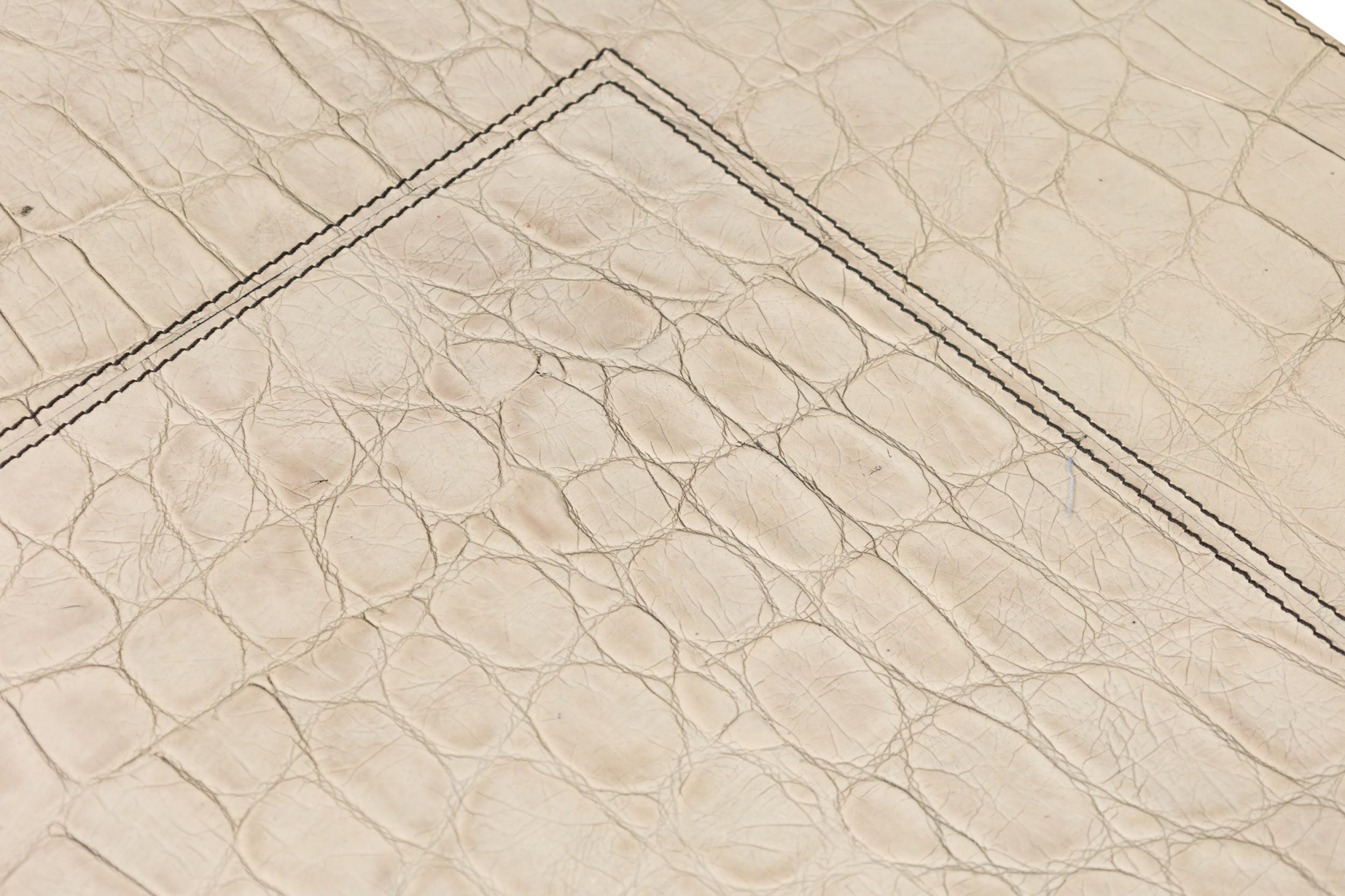 Mid-Century American Embossed Beige Faux Reptile Leather Desk For Sale 2