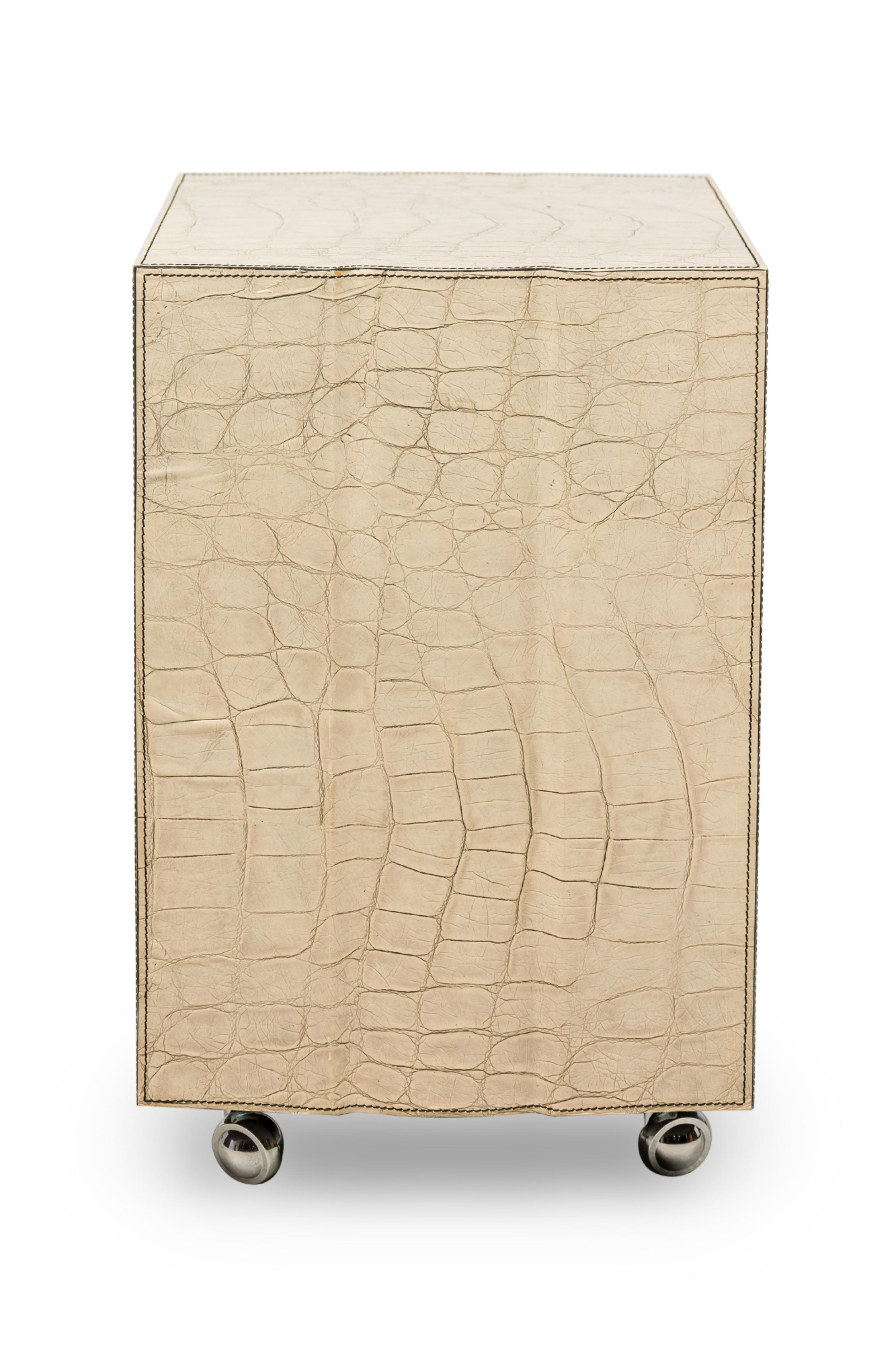 Mid-Century American Embossed Faux Reptile Leather Chest / Set of Desk Drawers In Good Condition For Sale In New York, NY