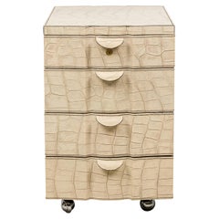 Mid-Century American Embossed Faux Reptile Leather Chest / Set of Desk Drawers