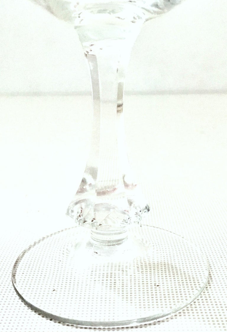 Mid Century American Etched "Starburst" Crystal Stem Glasses S/20 For