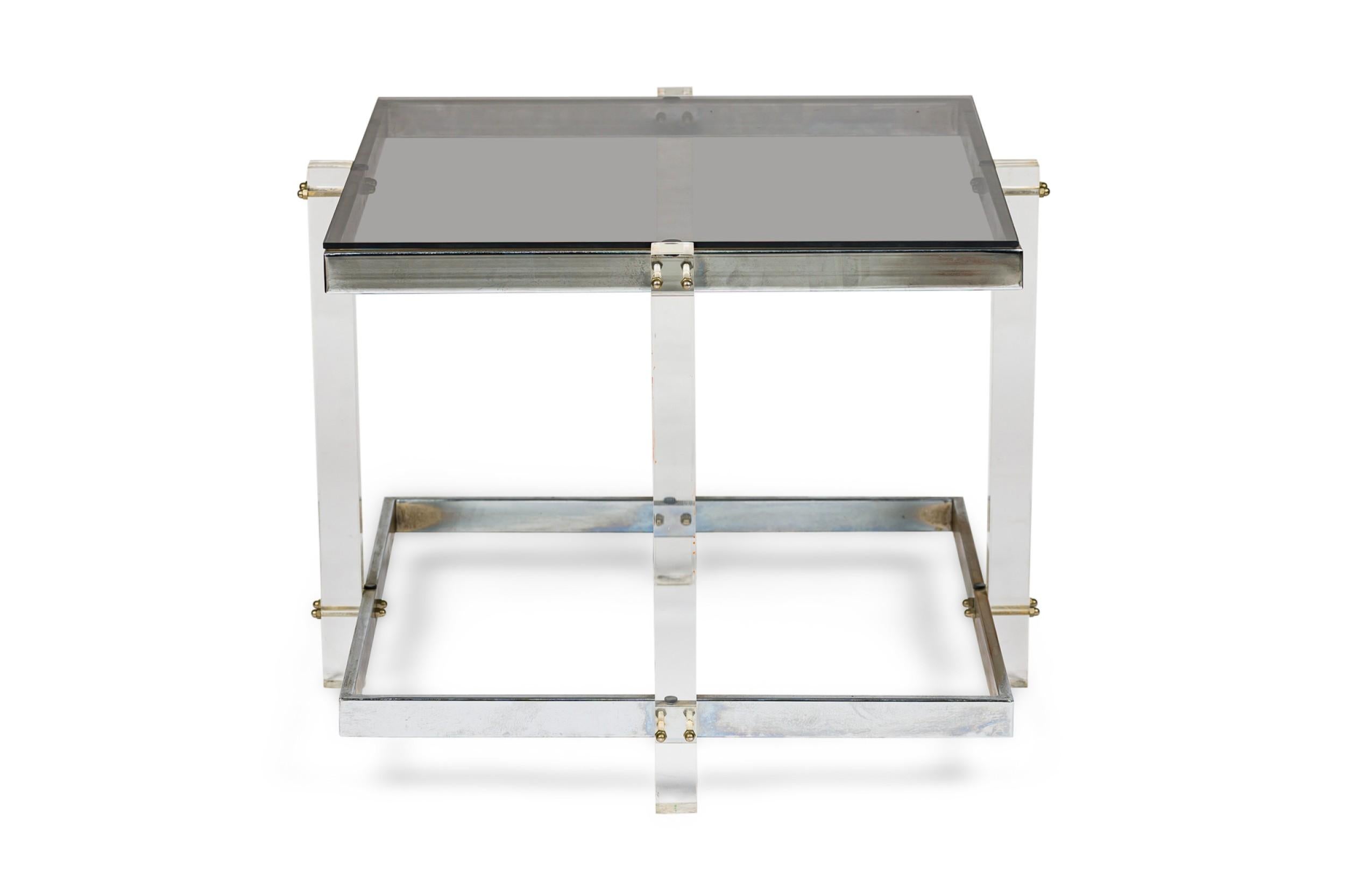 Mid-Century Modern Mid-Century American Lucite & Chrome Coffee Table Style of Charles Hollis Jones For Sale