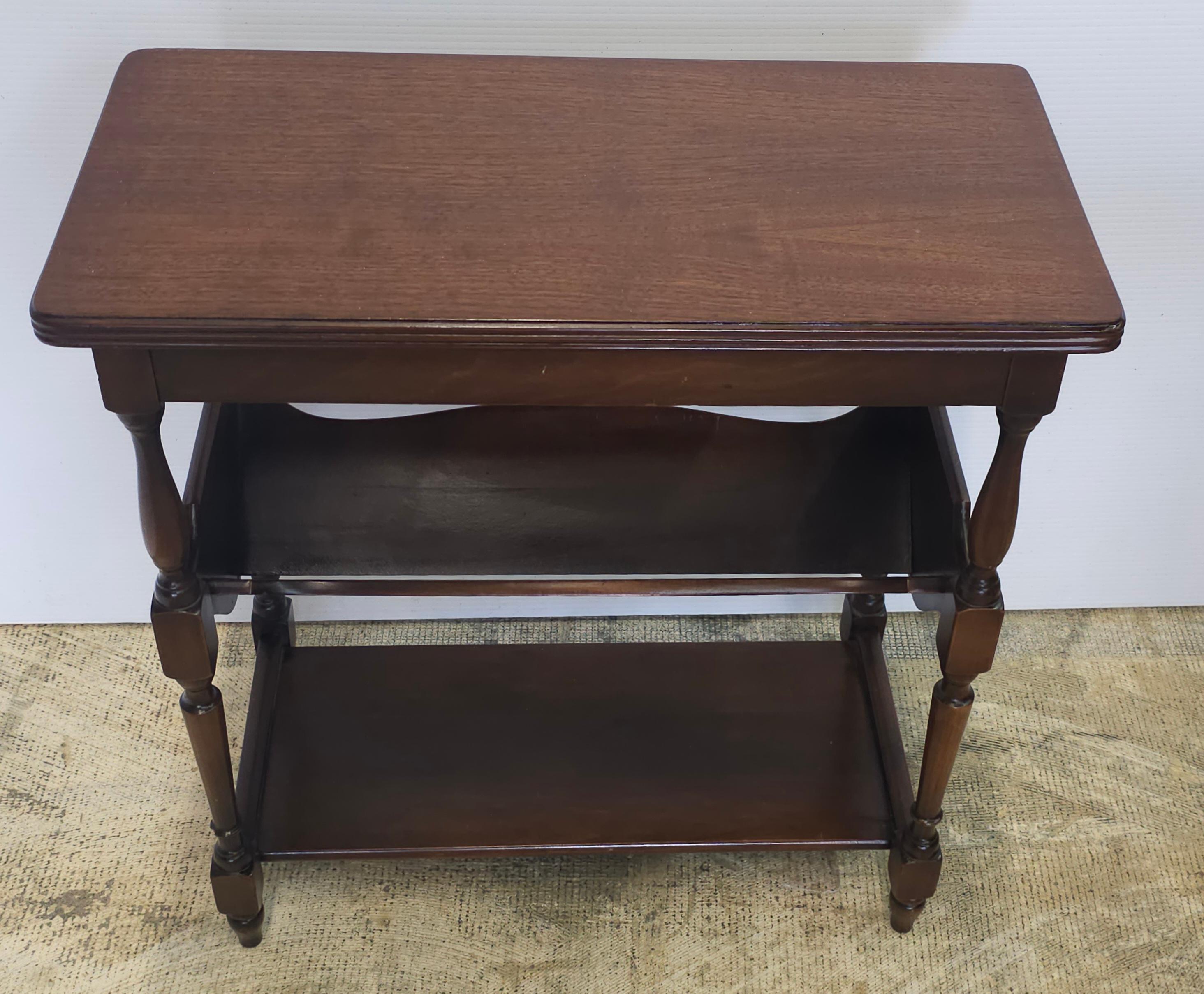 Other Mid-Century American Classical Three Tier Mahogany Magazine Rack Console Table For Sale