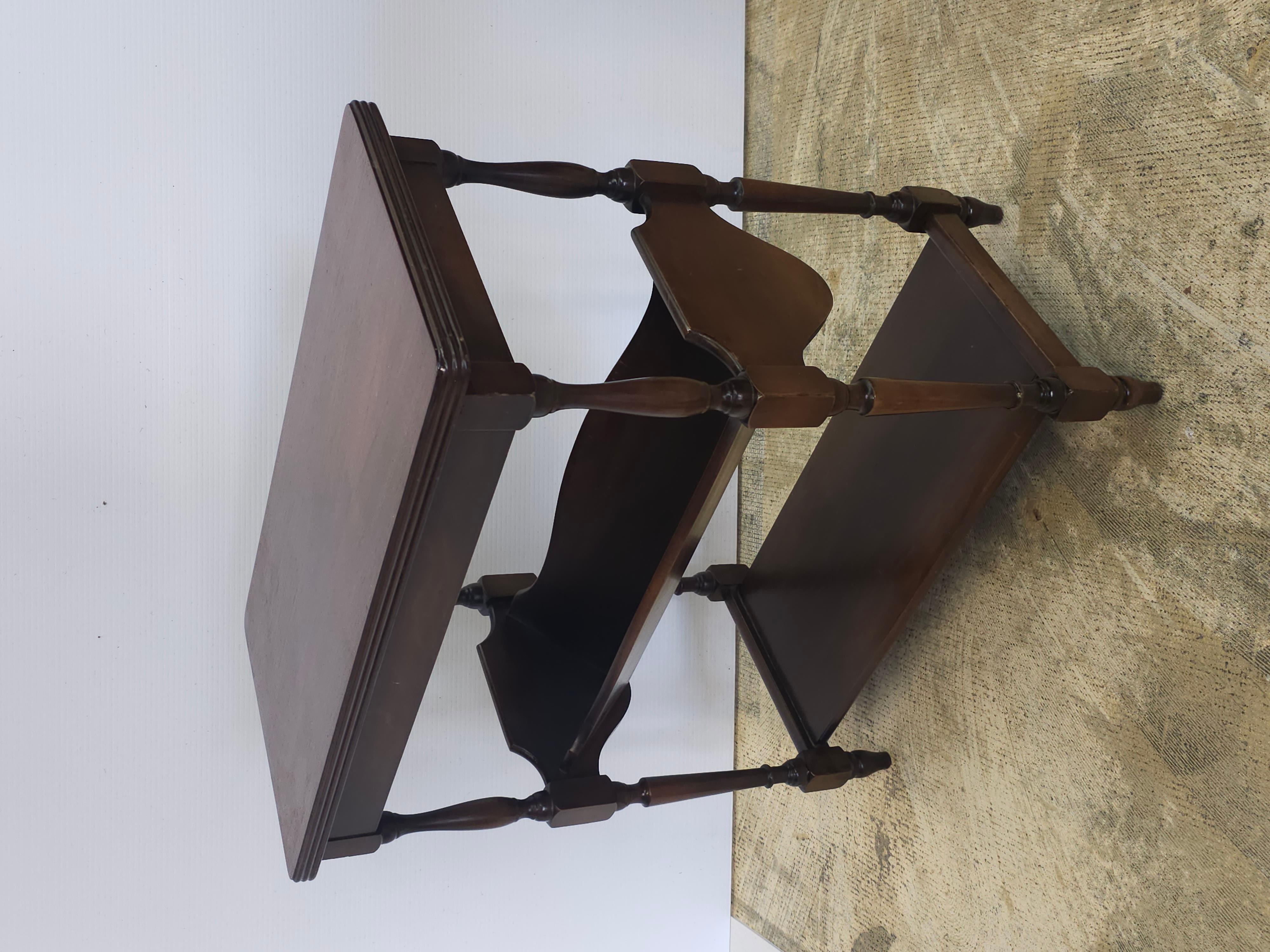 20th Century Mid-Century American Classical Three Tier Mahogany Magazine Rack Console Table For Sale