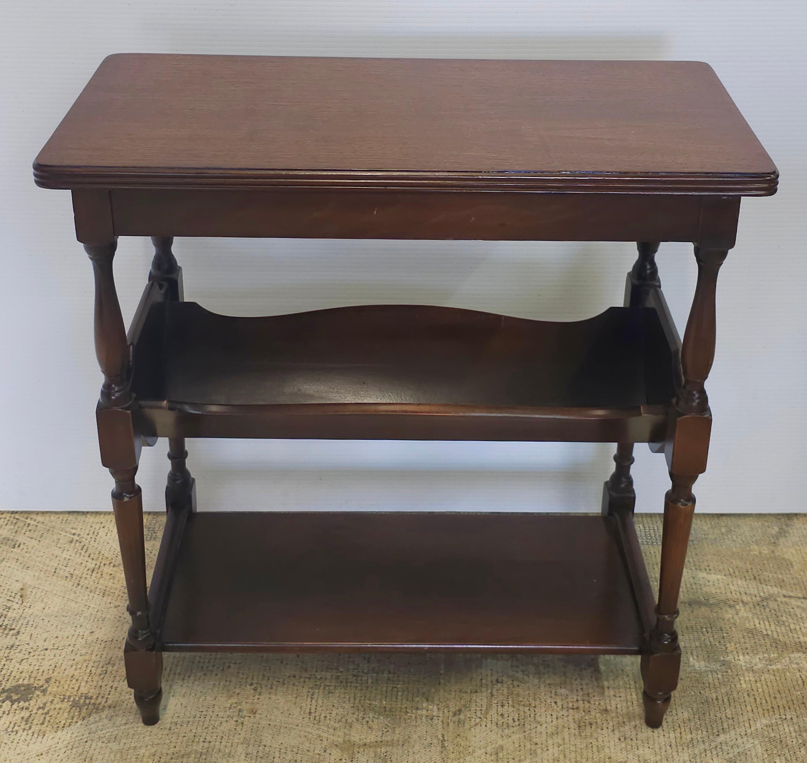 Mid-Century American Classical Three Tier Mahogany Magazine Rack Console Table For Sale 2