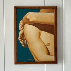 Mid-Century American Male Nude Signed Original Oil Painting