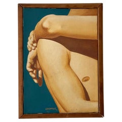 Mid-Century American Male Nude Signed Original Oil Painting