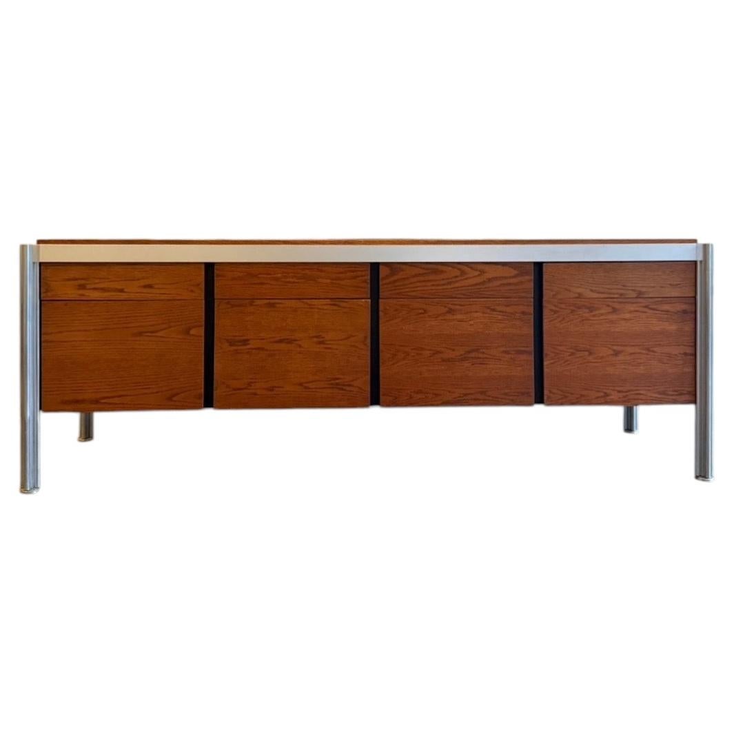 Mid century American Modern 8 Drawer Office Credenza Jens Risom Aluminum frame