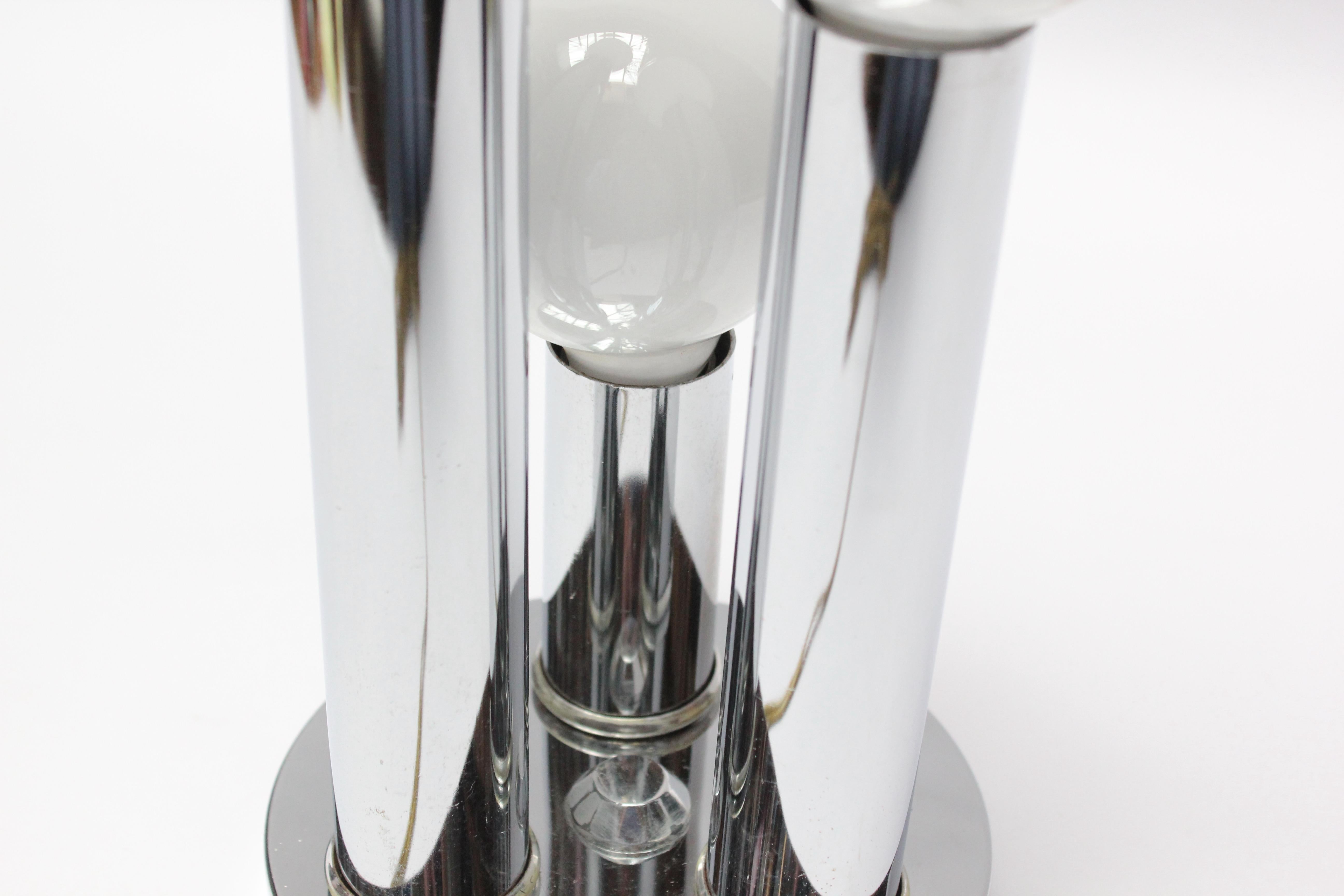 Mid-Century Modern Mid-Century American Modern Chrome Three-Fixture Table Lamp For Sale