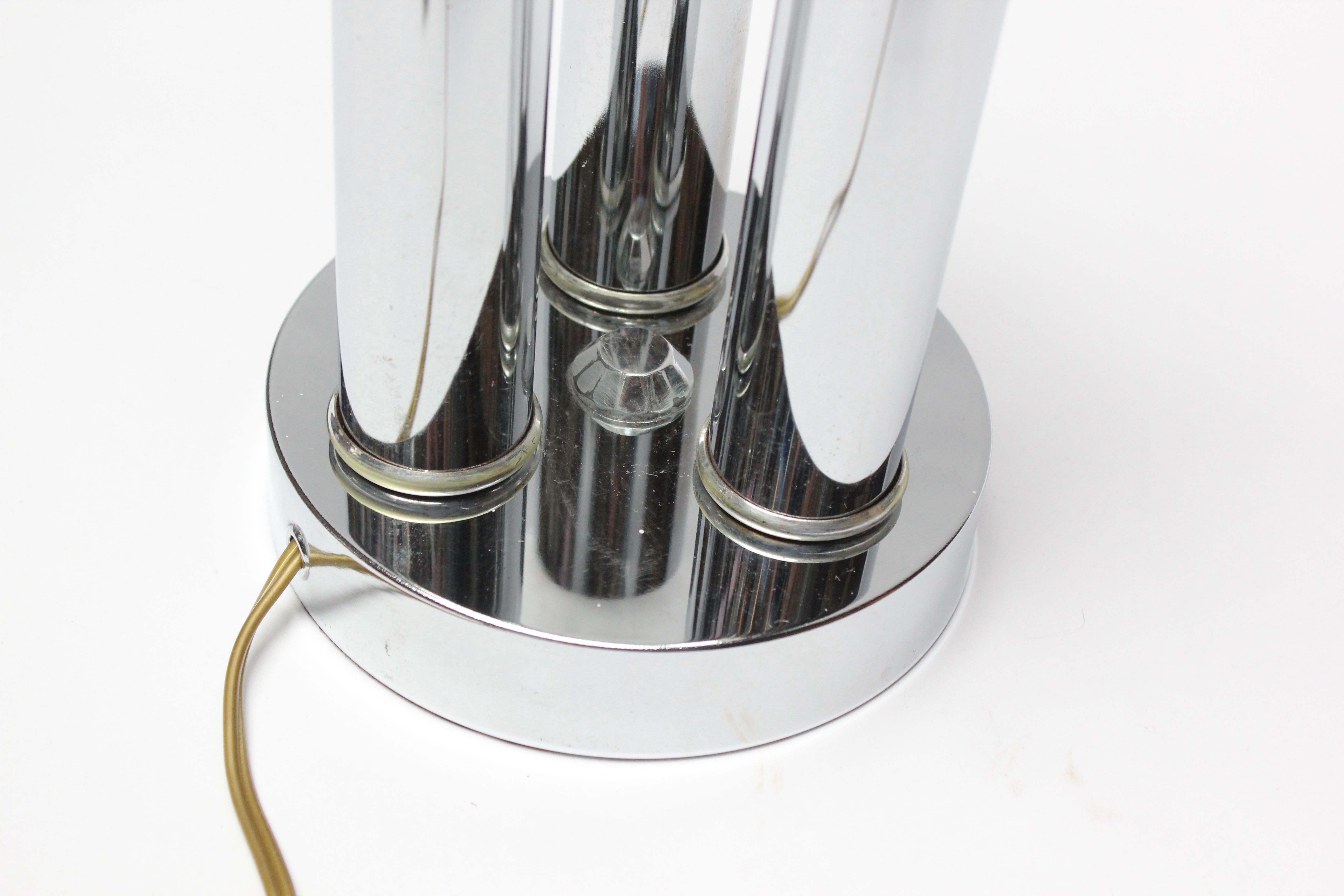 Mid-20th Century Mid-Century American Modern Chrome Three-Fixture Table Lamp For Sale