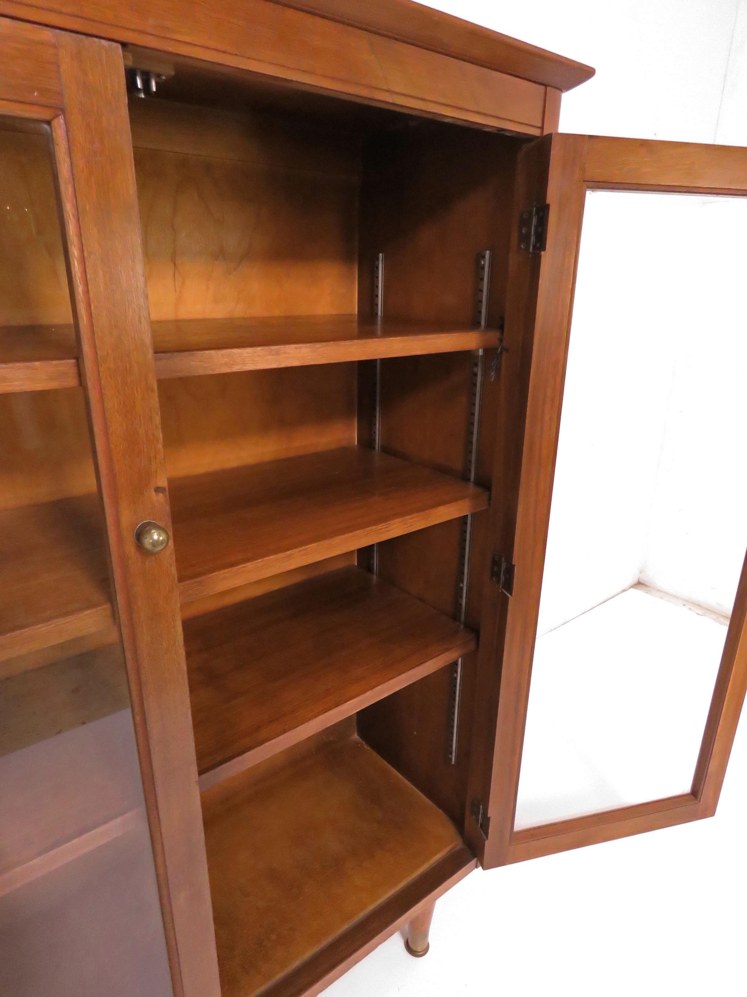 Midcentury American Modern Glass Door Book Case Circa 1960s At