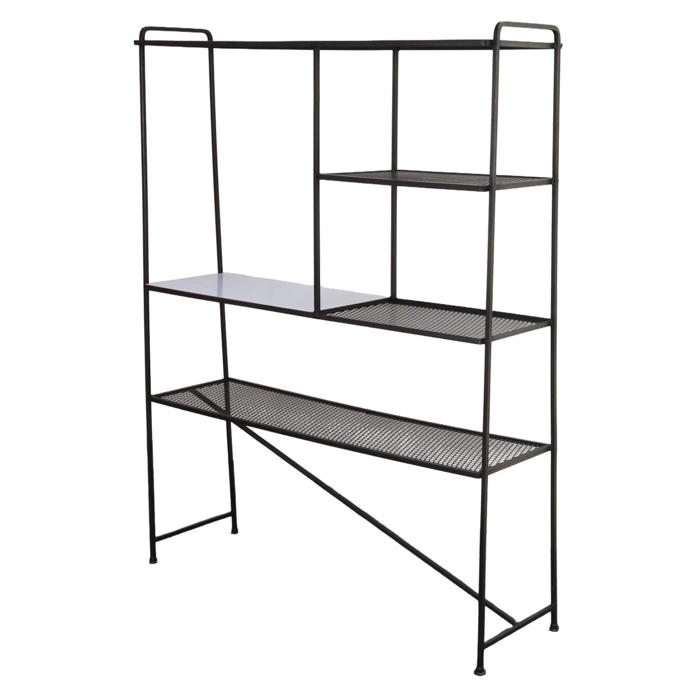 Mid-Century American Modern Iron Shelving Unit / Etagere by Freda Diamond