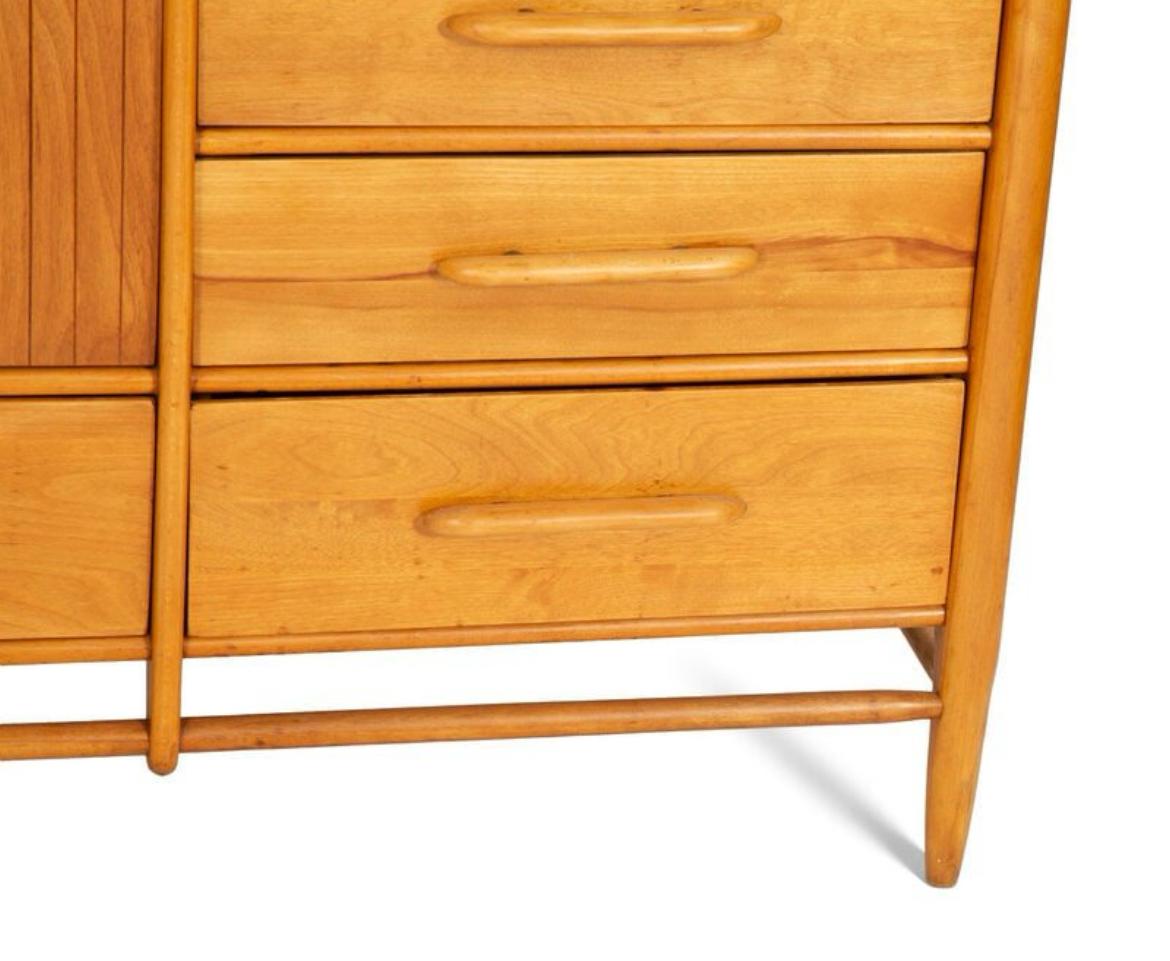Mid-Century Modern Mid century American modern low blonde Solid maple dresser 11 drawer
