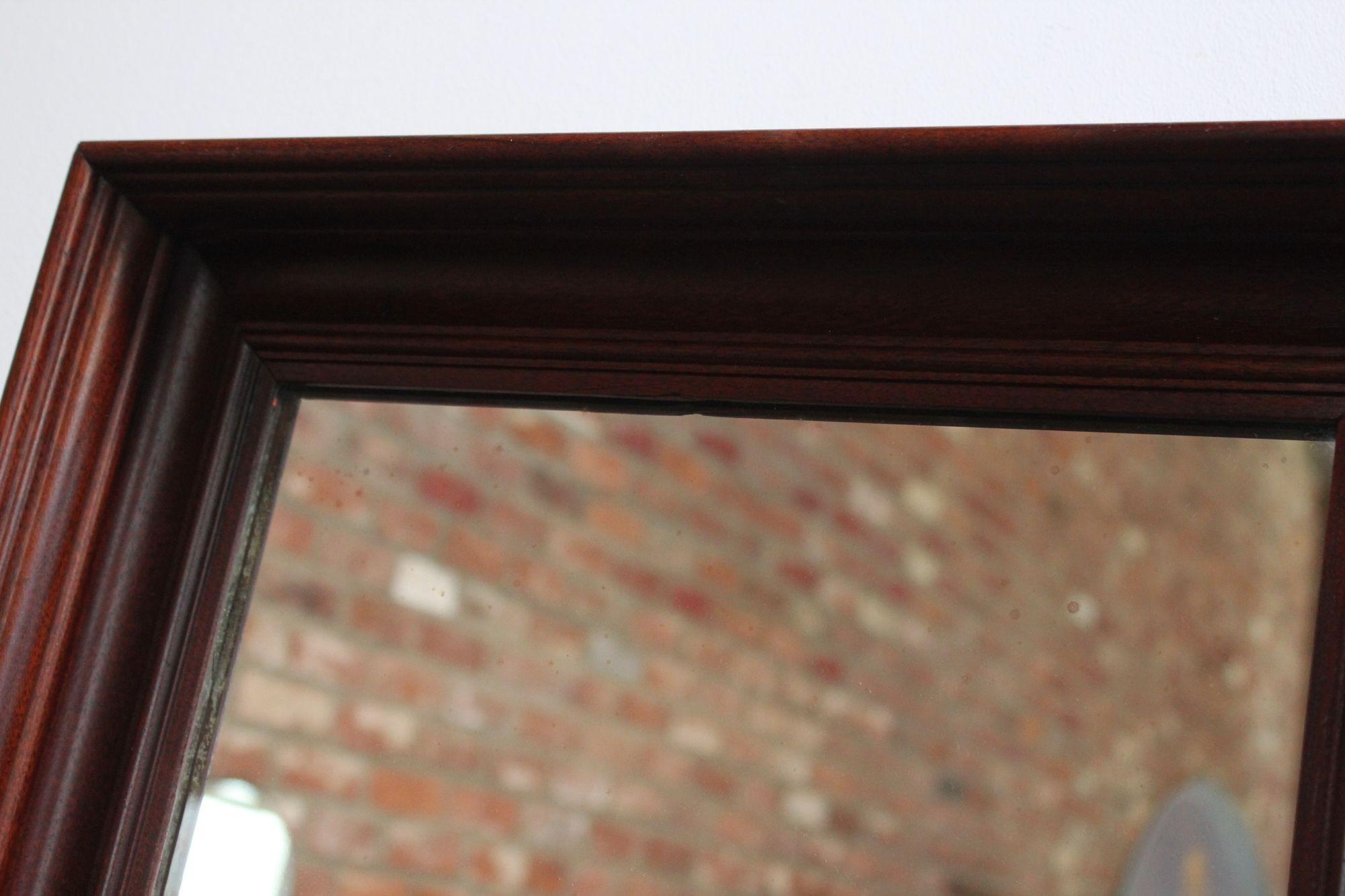 Mid-Century American Modern Mahogany Ogee Frame Square Wall Mirror 4