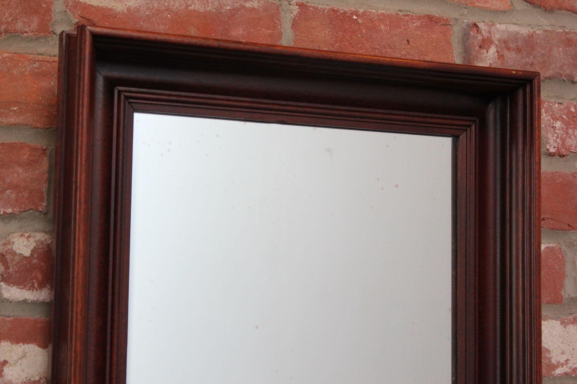 Mid-Century American Modern Mahogany Ogee Frame Square Wall Mirror 10