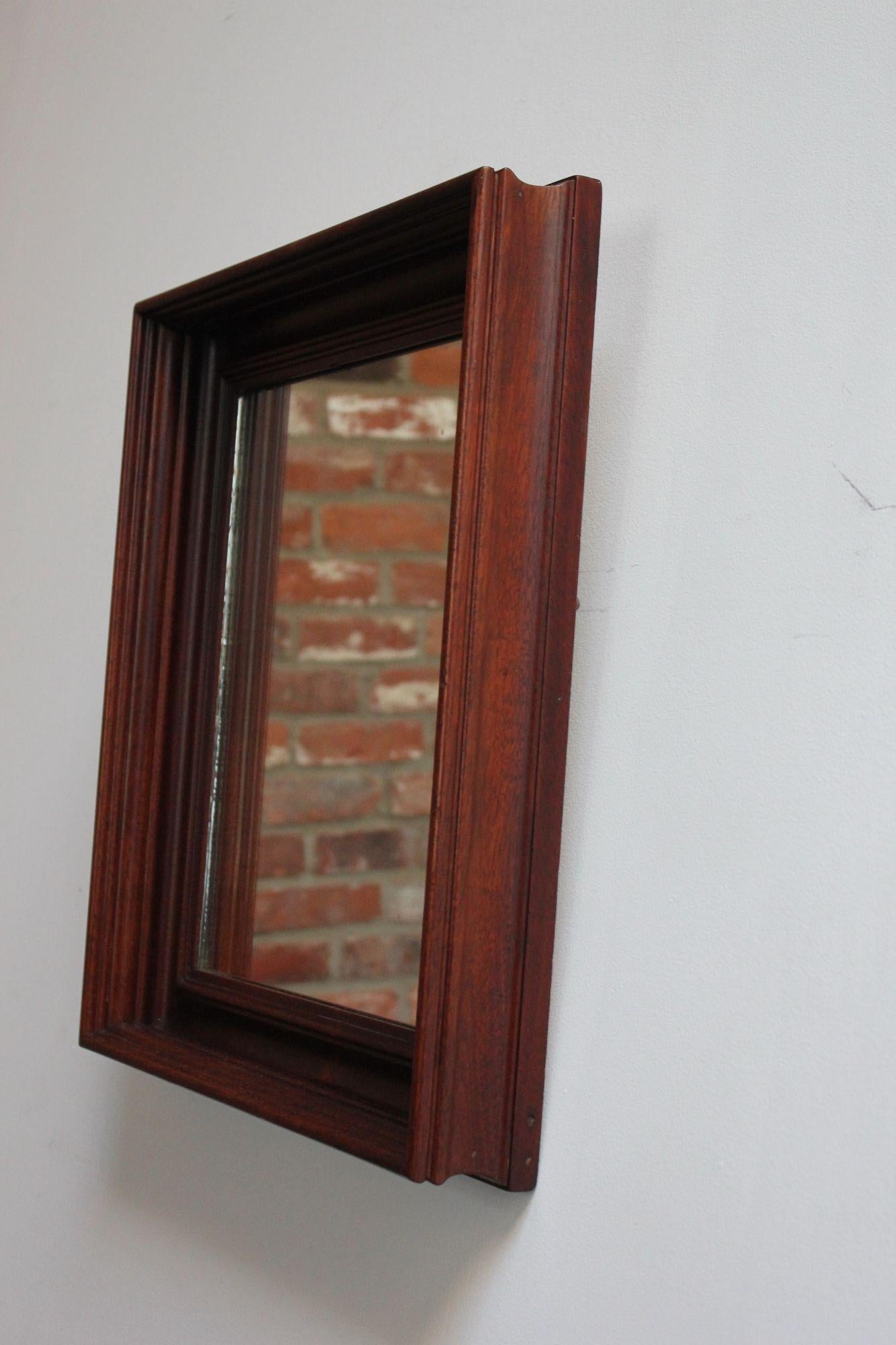 Mid-Century Modern Mid-Century American Modern Mahogany Ogee Frame Square Wall Mirror
