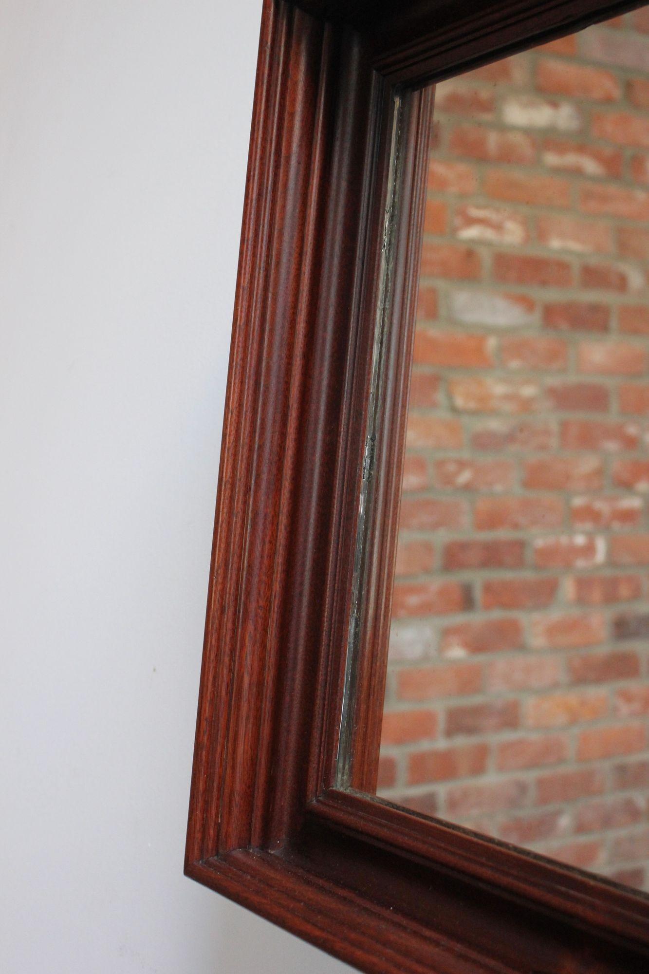 Mid-Century American Modern Mahogany Ogee Frame Square Wall Mirror 1