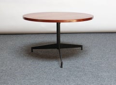 Mid-Century American Modern Round Walnut and Iron Tripod Accent Table