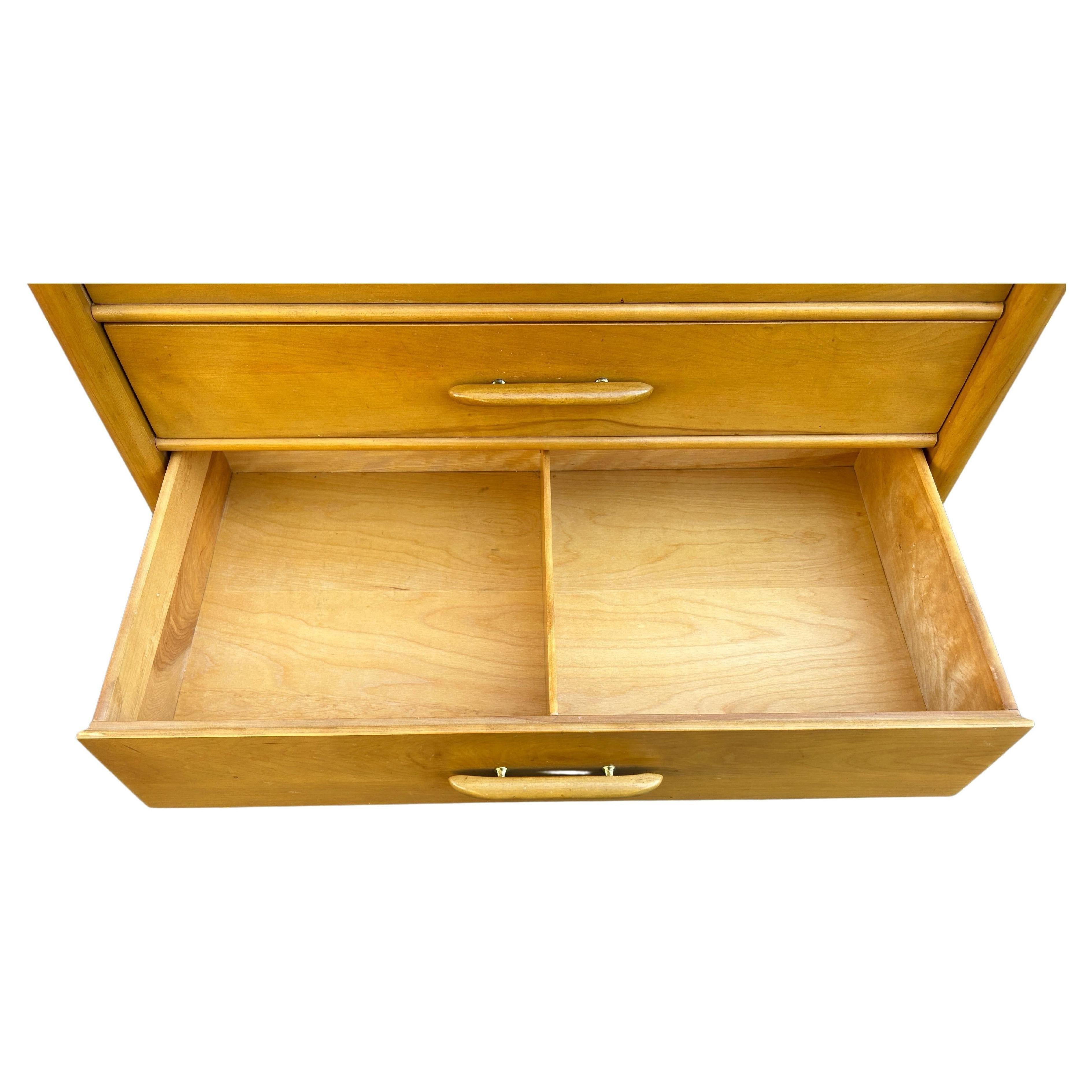 Mid-Century Modern Mid century American modern tall blonde Solid maple dresser 6 drawer For Sale
