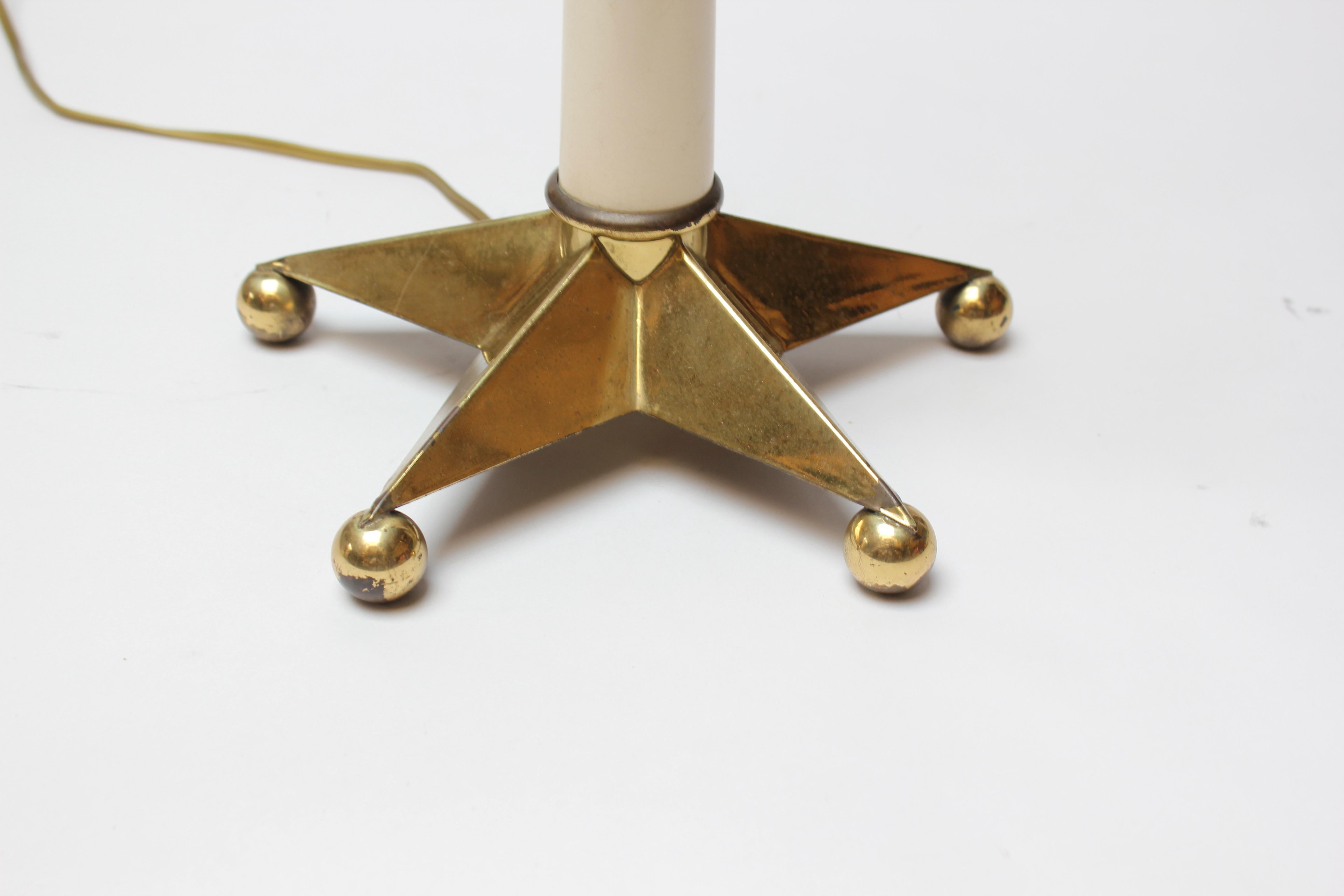 Mid-20th Century Mid-Century American Modern Tall Brass Table Lamp with Star Base For Sale