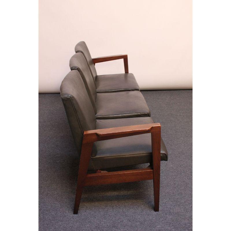 Mid-20th Century Mid-Century American Modern Three-Seat Walnut Bench For Sale