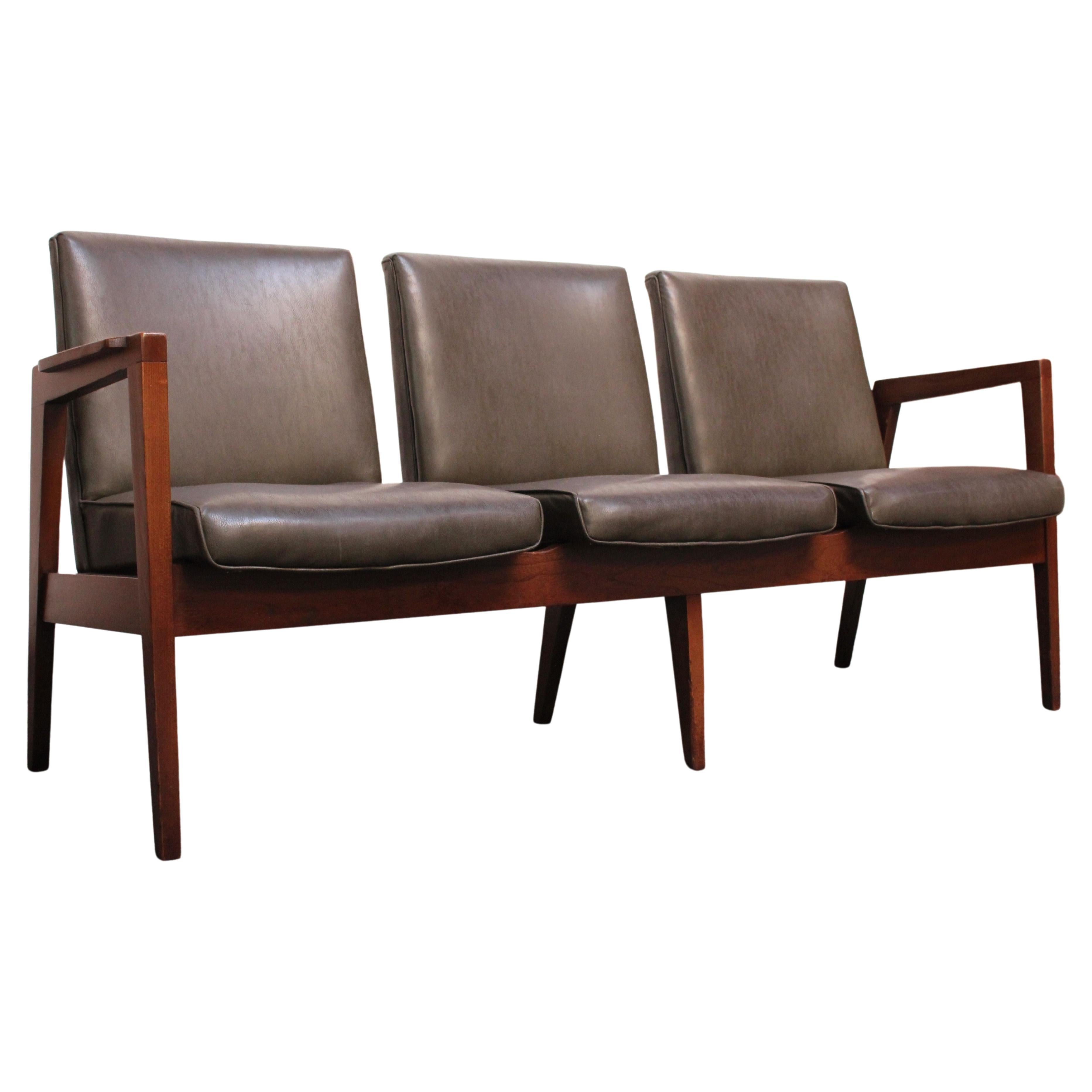 Mid-Century American Modern Three-Seat Walnut Bench For Sale