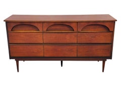 Mid-Century American Modern Triple Dresser or Credenza in Walnut