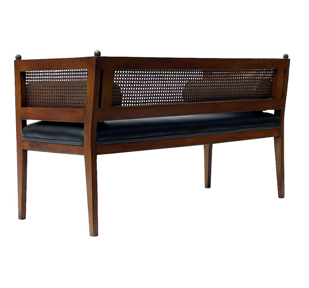 mid century modern bench with back