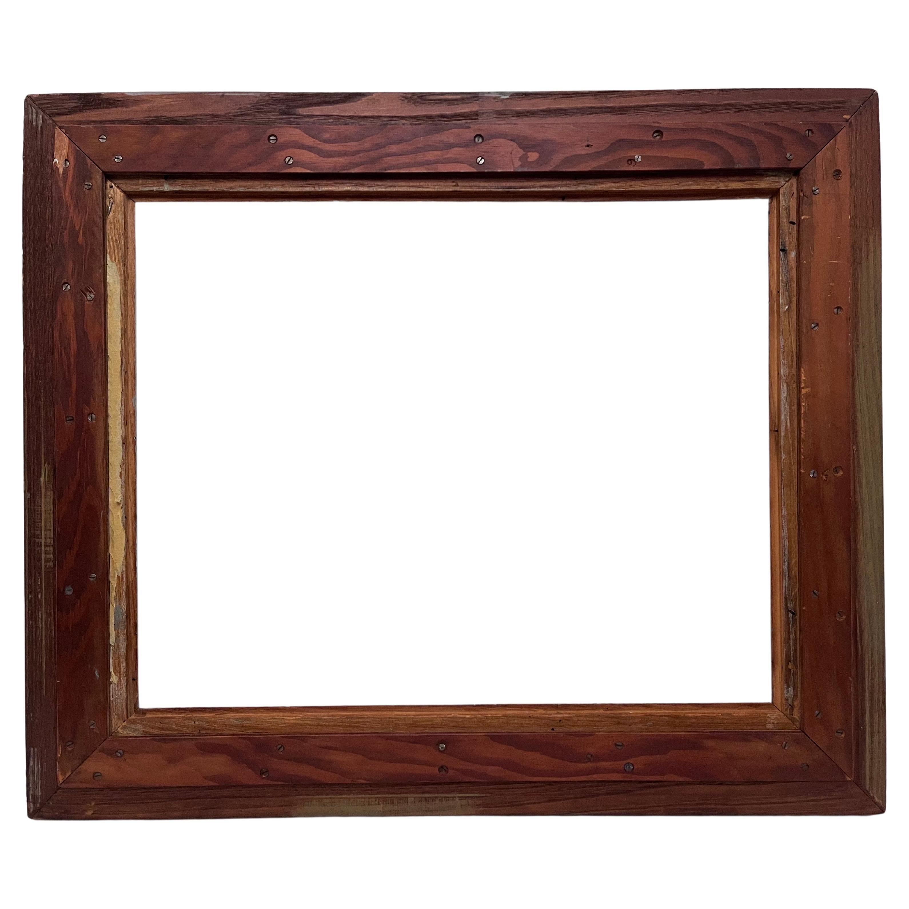 Mid Century American Modernist Two Tone Wormy Chestnut Picture Frame 20 x 16 1
