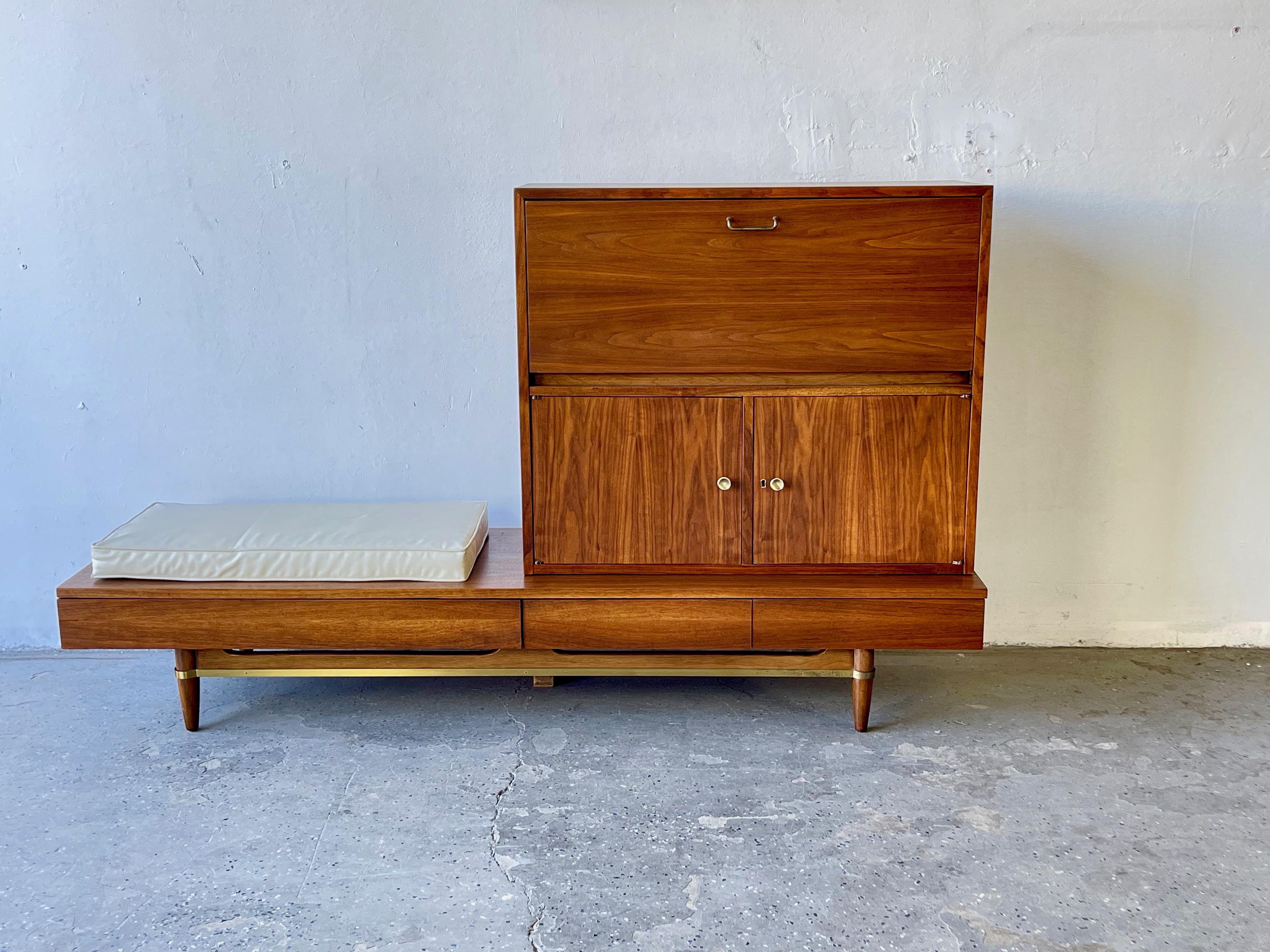 Mid Century American of Martinsville Gershun Long Bench & Lighted Bar Cabinet 4