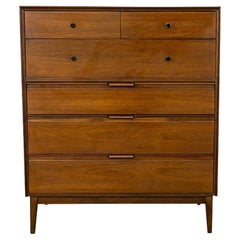 Vintage Mid-Century American of Martinsville High Boy Walnut Dresser Chest