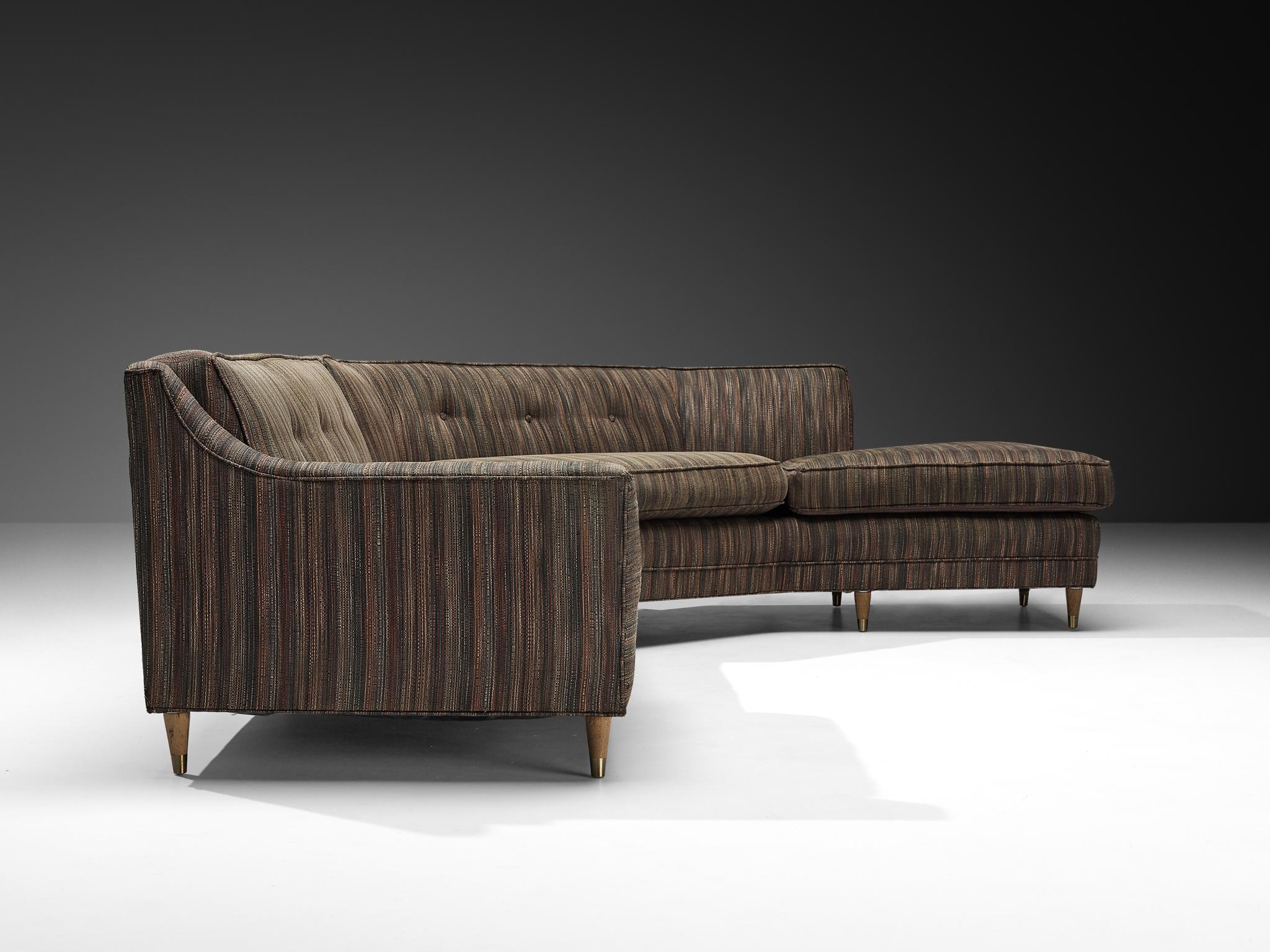 Mid-Century American Sectional Corner Sofa in Finely Striped Upholstery Bon état - En vente à Waalwijk, NL