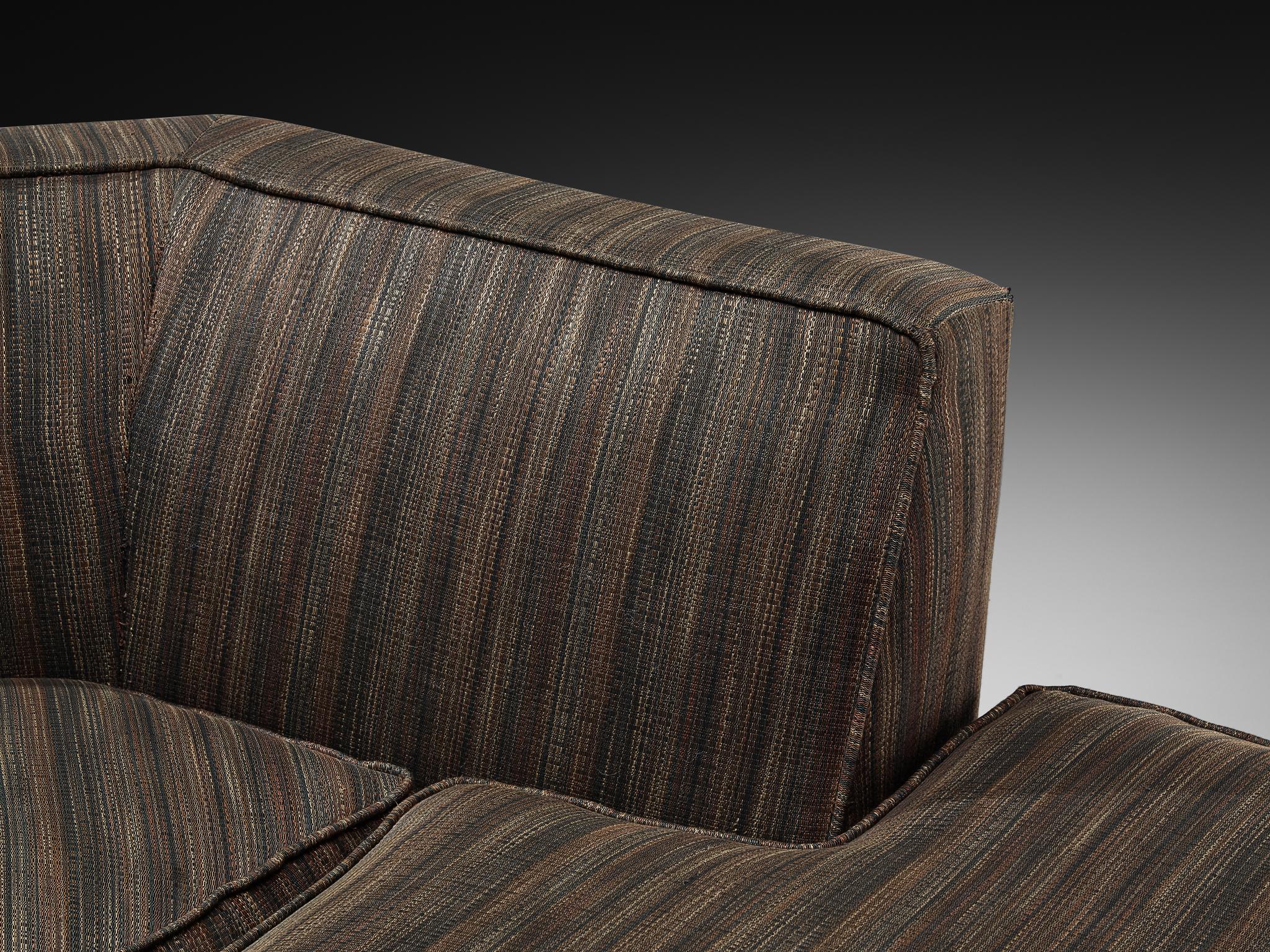 Mid-Century American Sectional Corner Sofa in Finely Striped Upholstery en vente 1