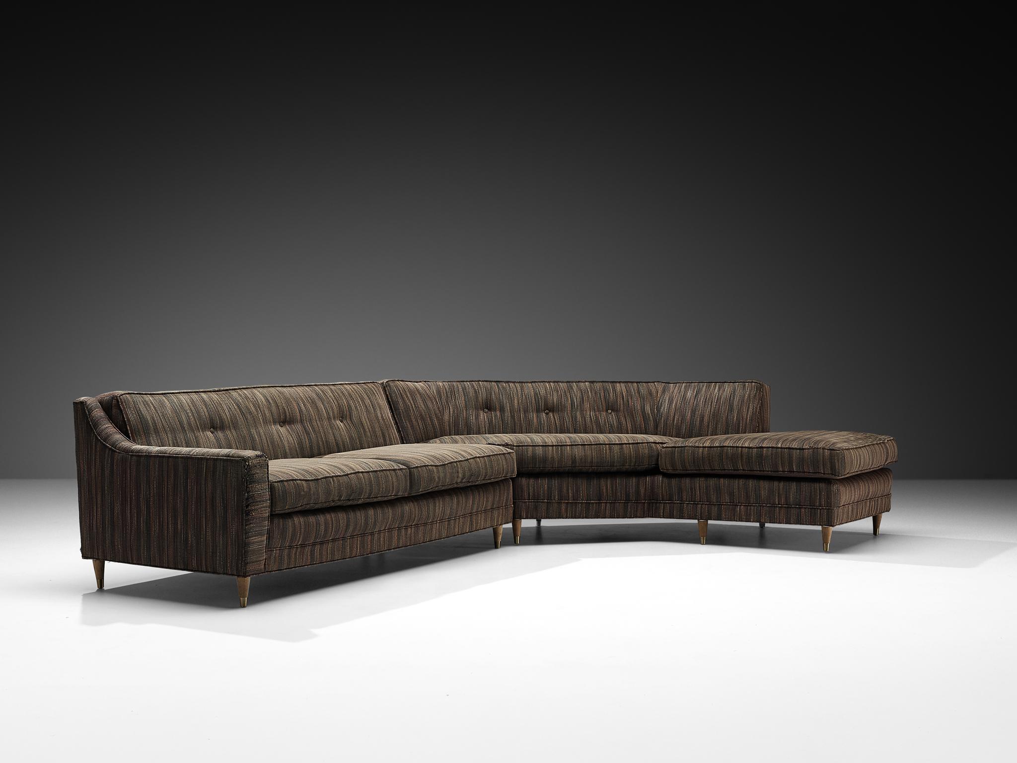 Mid-Century American Sectional Corner Sofa in Finely Striped Upholstery en vente 2