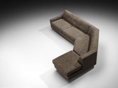 Mid-Century American Sectional Corner Sofa in Finely Striped Upholstery