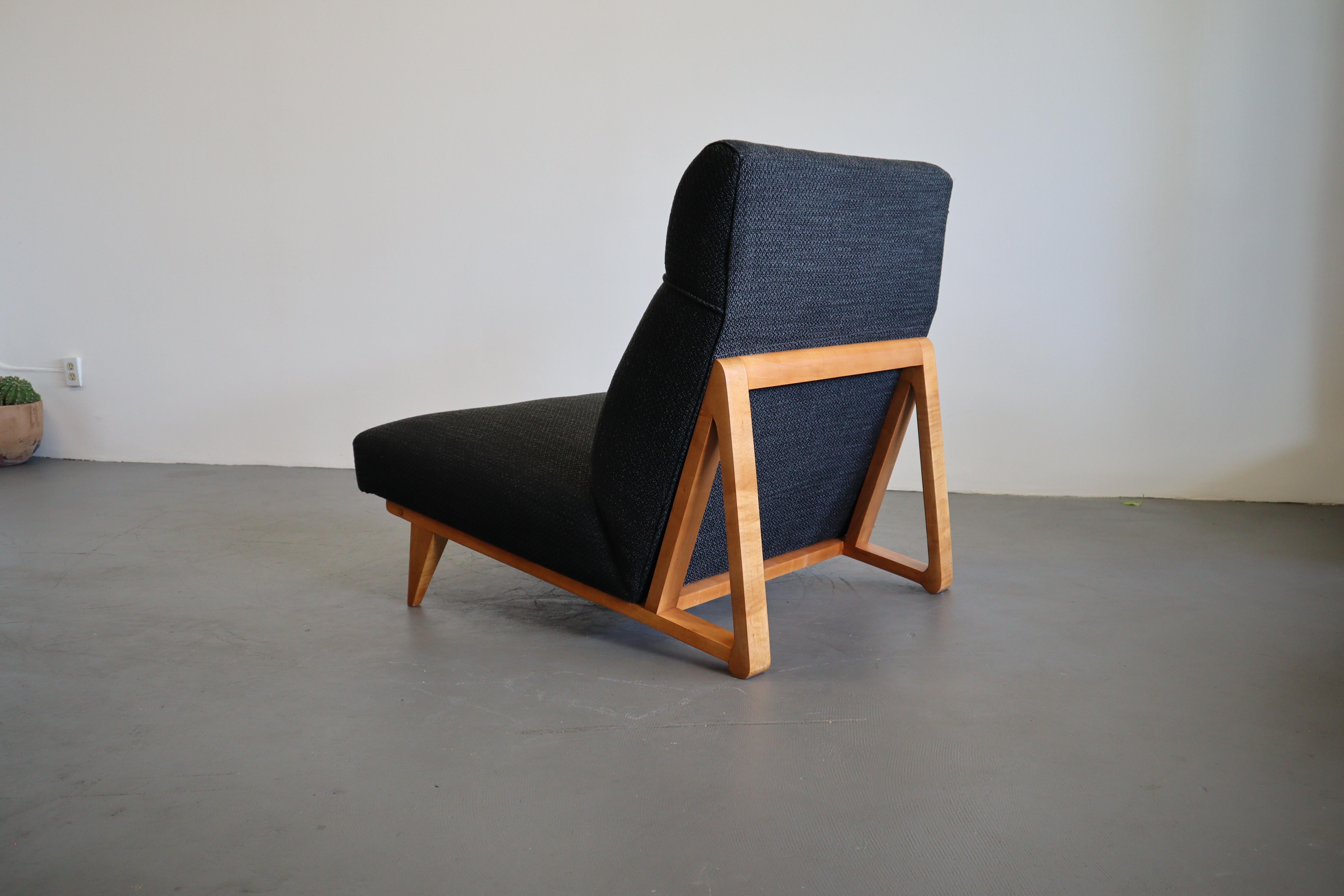 Fabric Mid Century American Slipper Lounge Chair For Sale