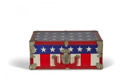 Mid-Century American Small Red, White, and Blue Flag Motif Suitcase