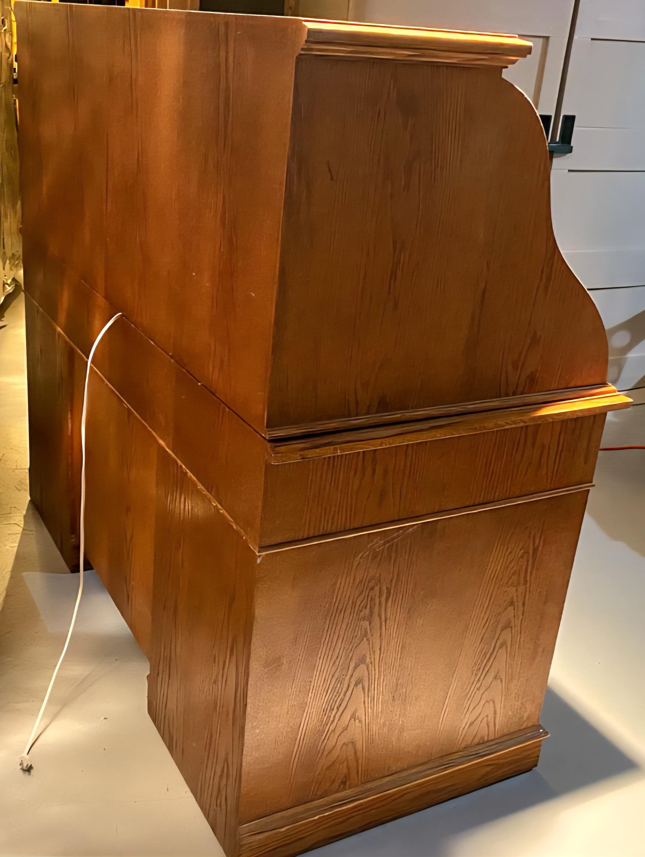 Mid Century American Solid Oak S Roll Top Front Desk For Sale 8