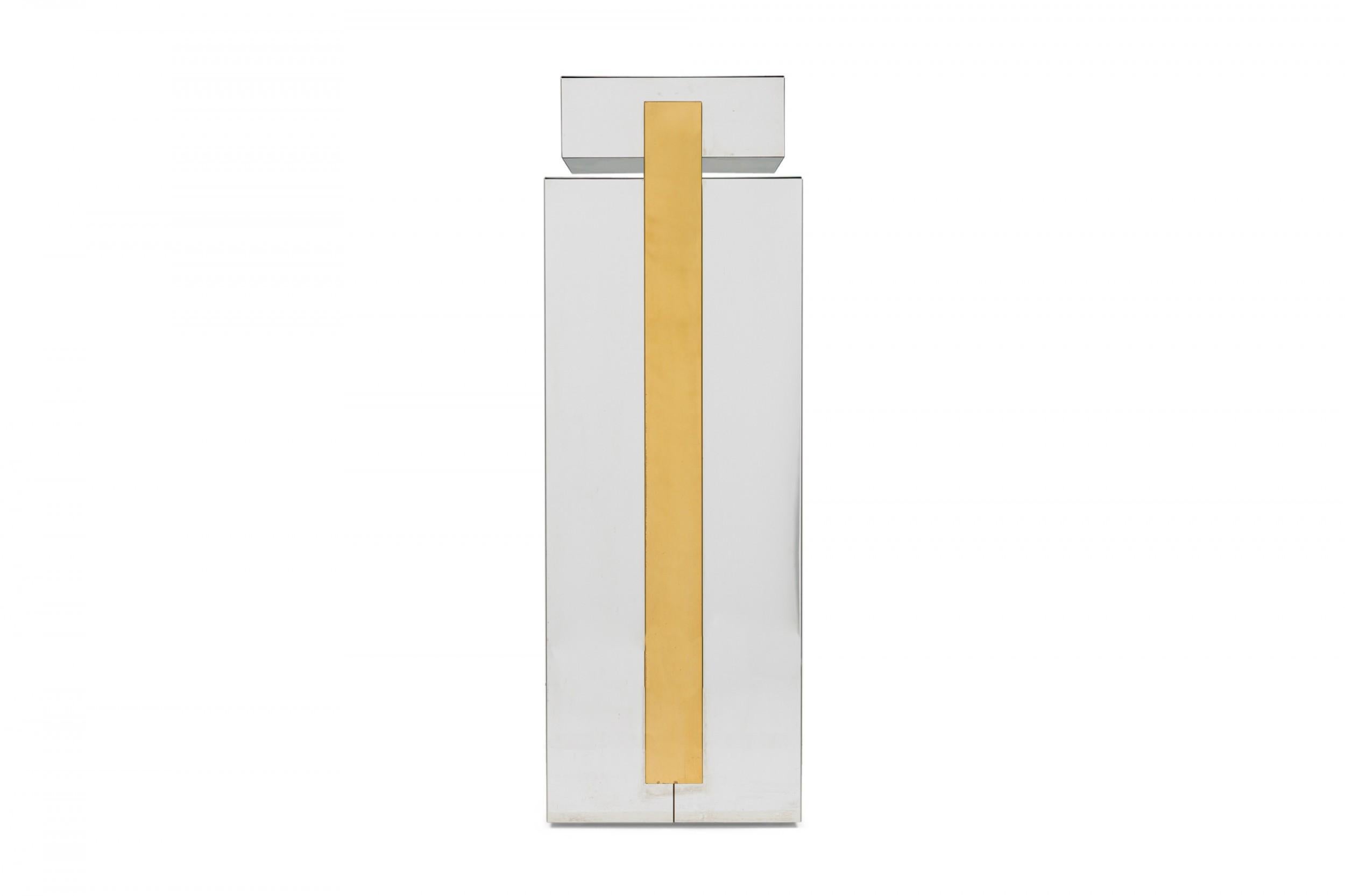 20th Century Mid-Century American Stainless Steel and Brass Display Pedestal For Sale