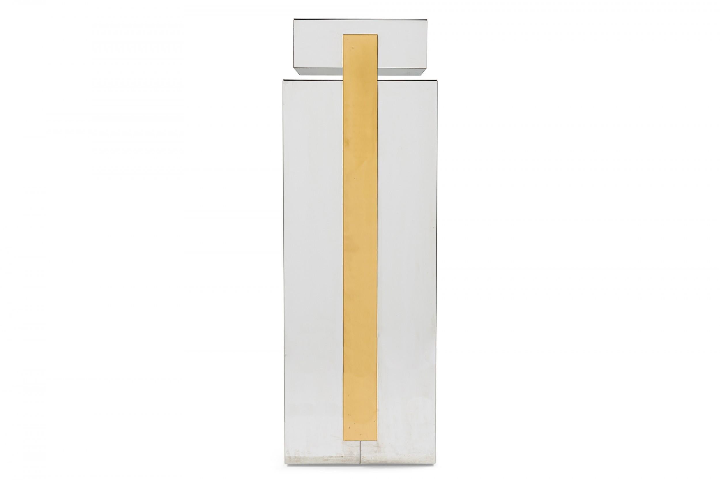 Mid-Century American Stainless Steel and Brass Display Pedestal For Sale 1