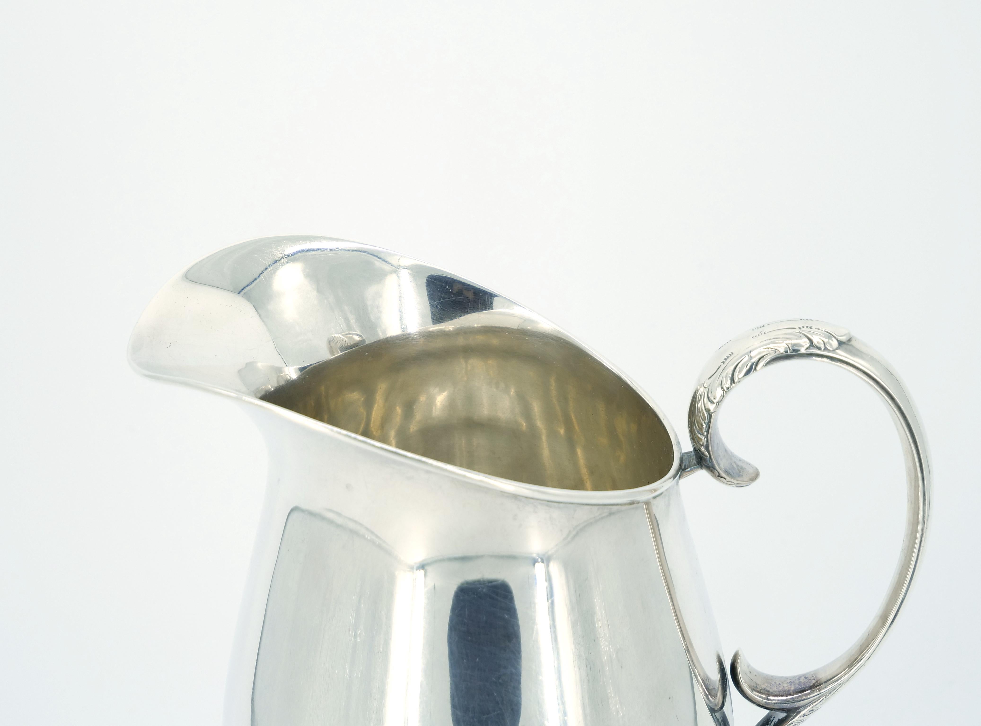 Midcentury American Sterling Silver Water Pitcher For Sale 4