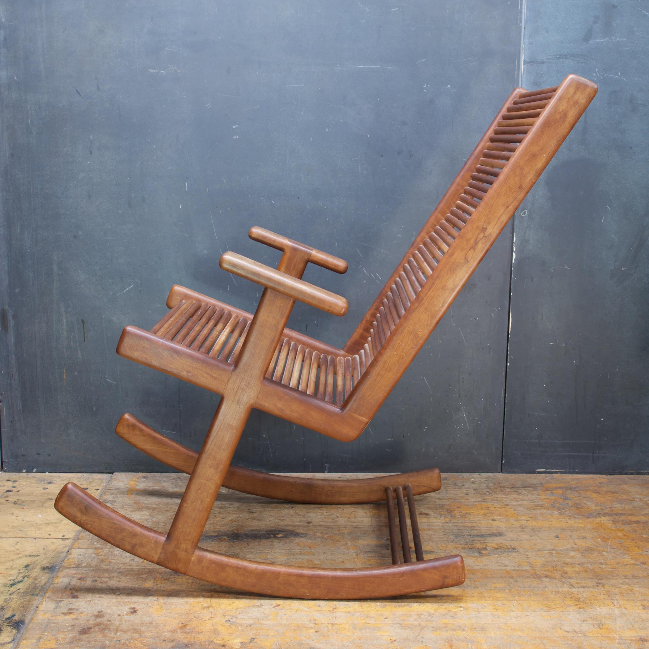 Hand-Crafted 1970s Lambrecht & Mandell Cherry Dowel Chair + Ottoman Vintage Architectural 